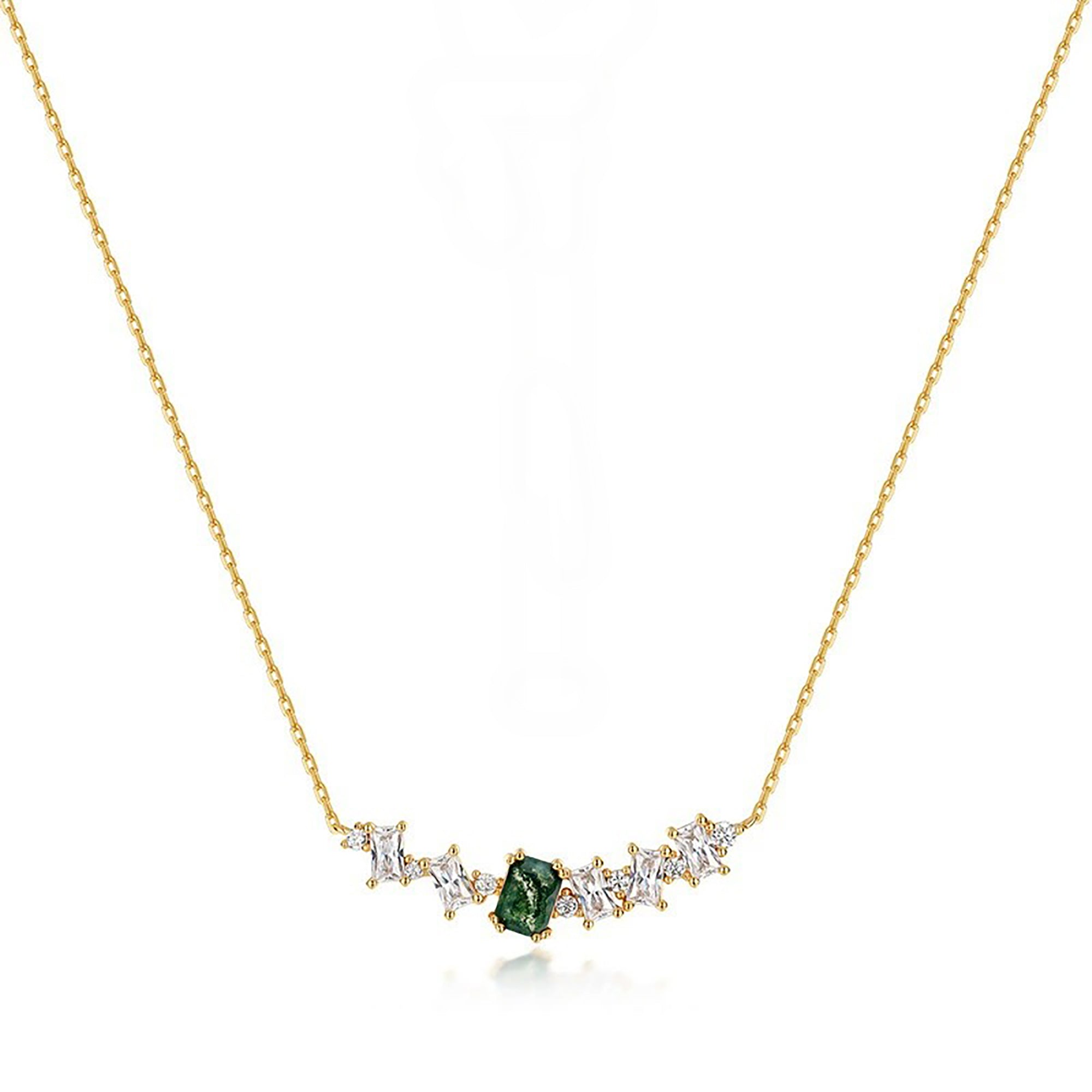 Maïa Baguette Moss Necklace