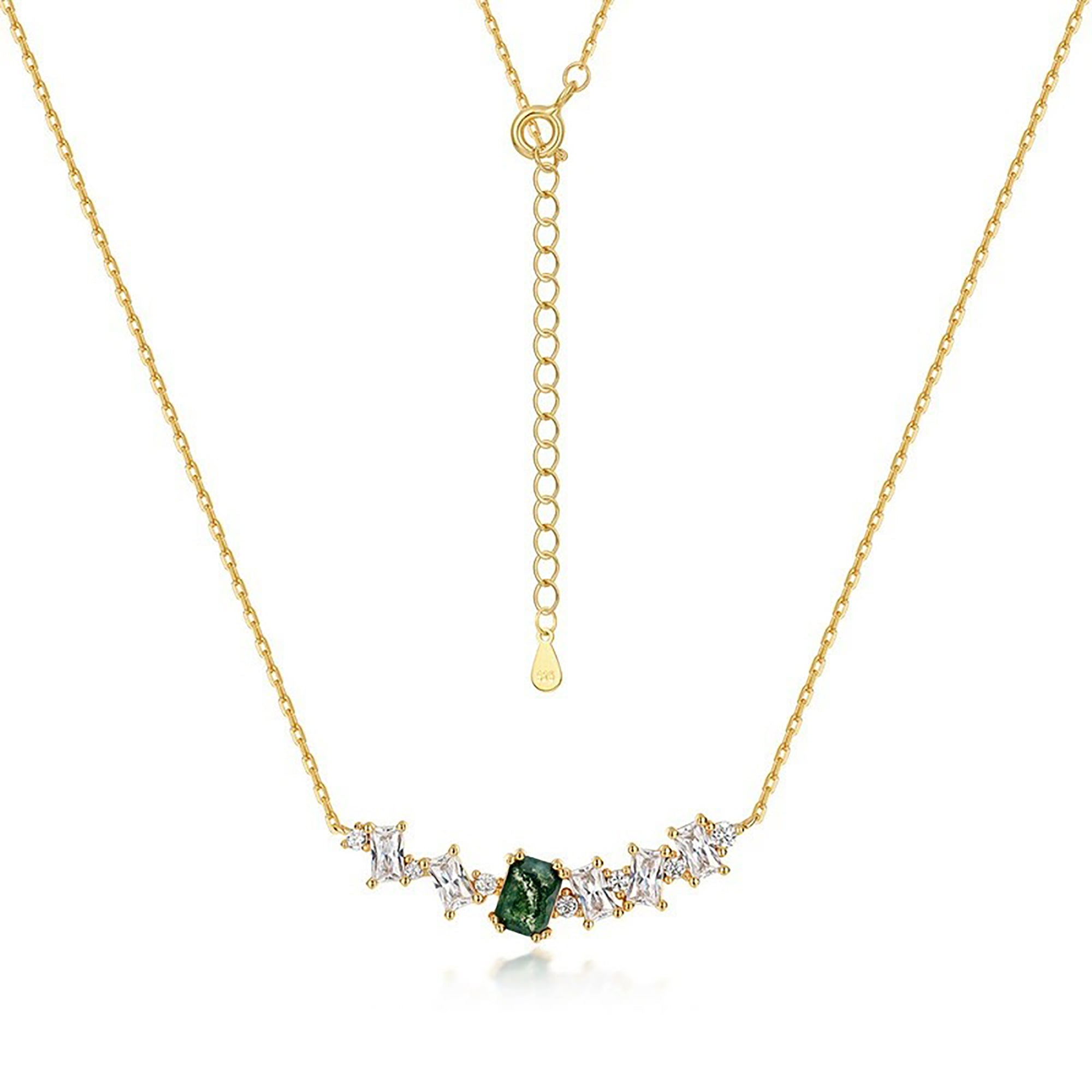 Maïa Baguette Moss Necklace