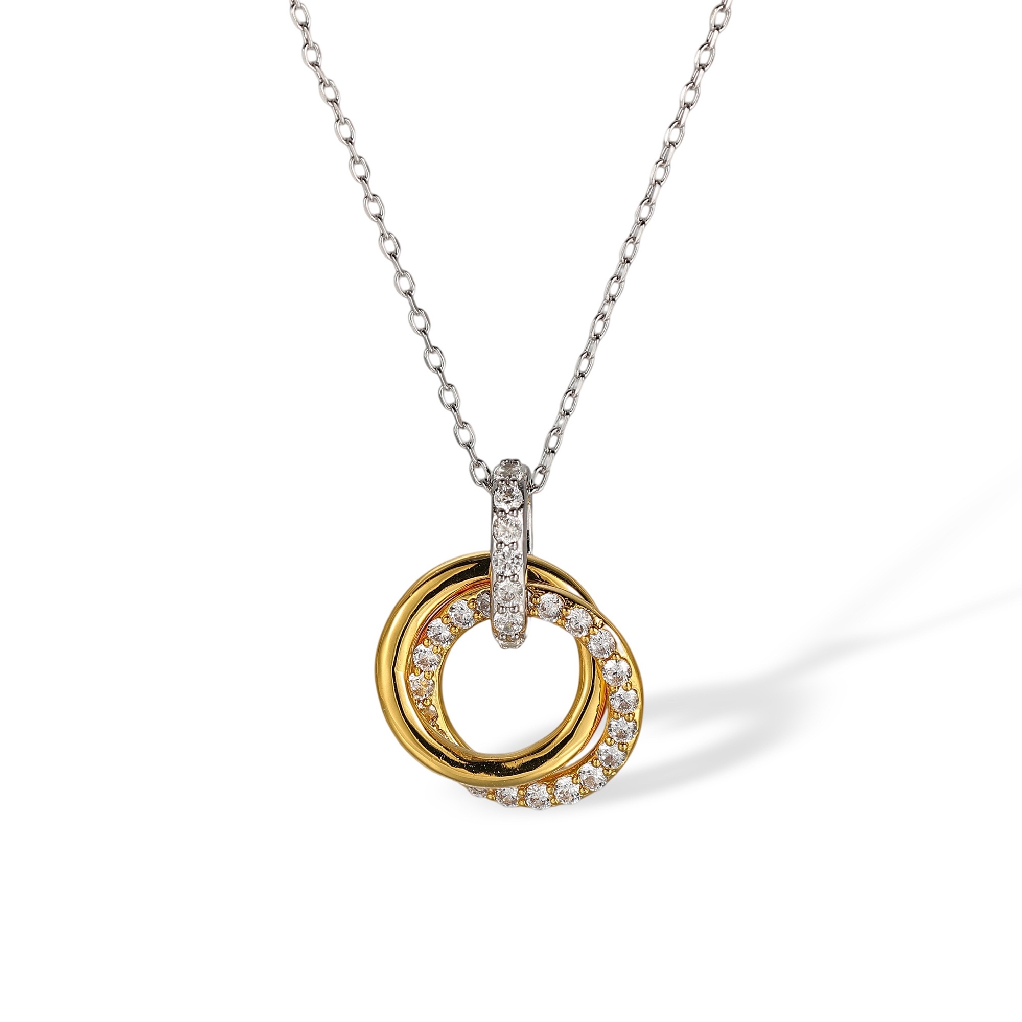 1-Mariam Two Tone Twin Circle Necklace
