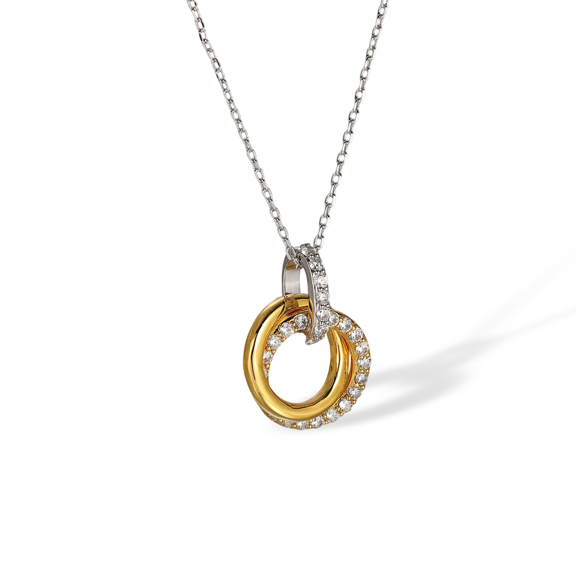 1-Mariam Two Tone Twin Circle Necklace