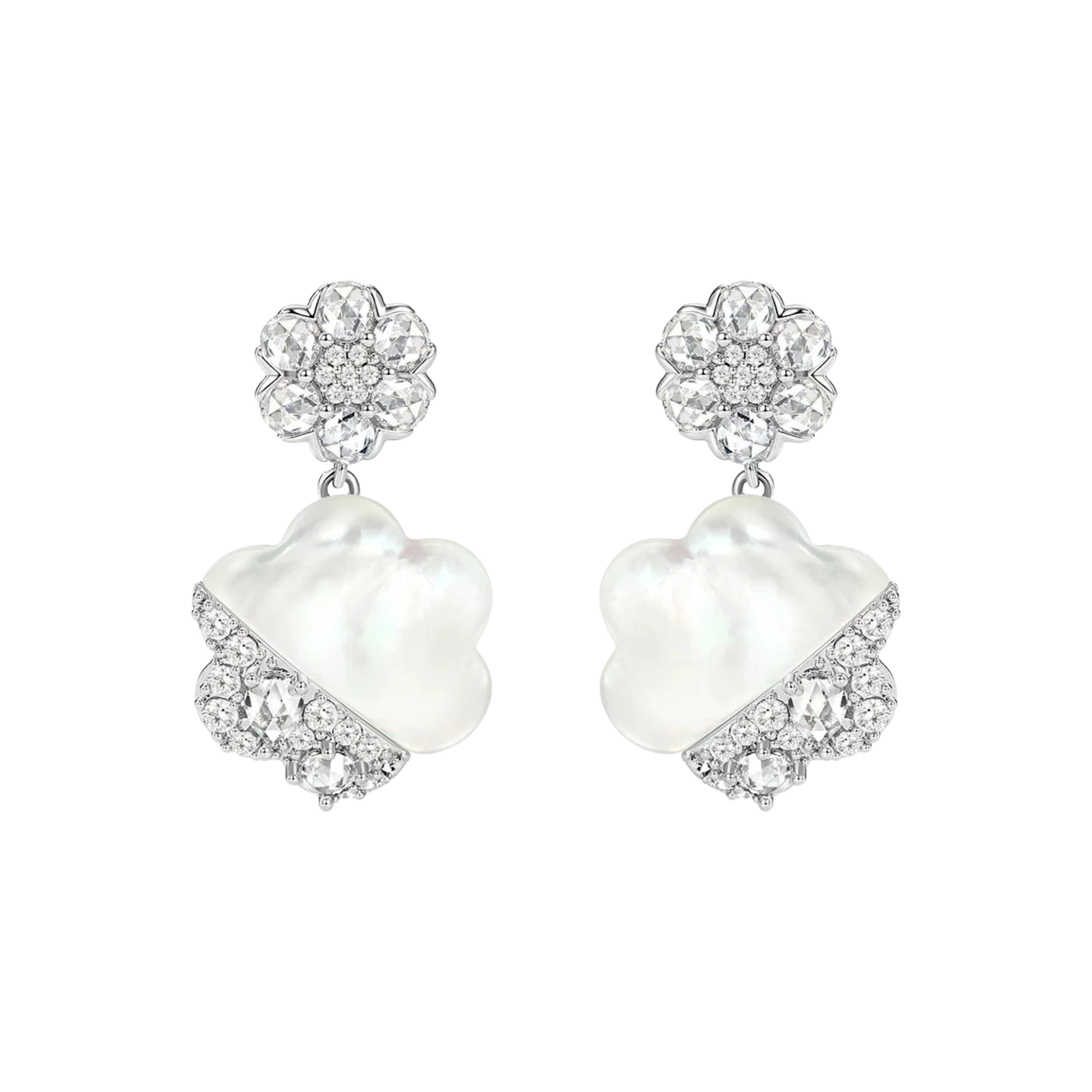 Marleen White Mother-of-Pearl Floral Drop Earrings