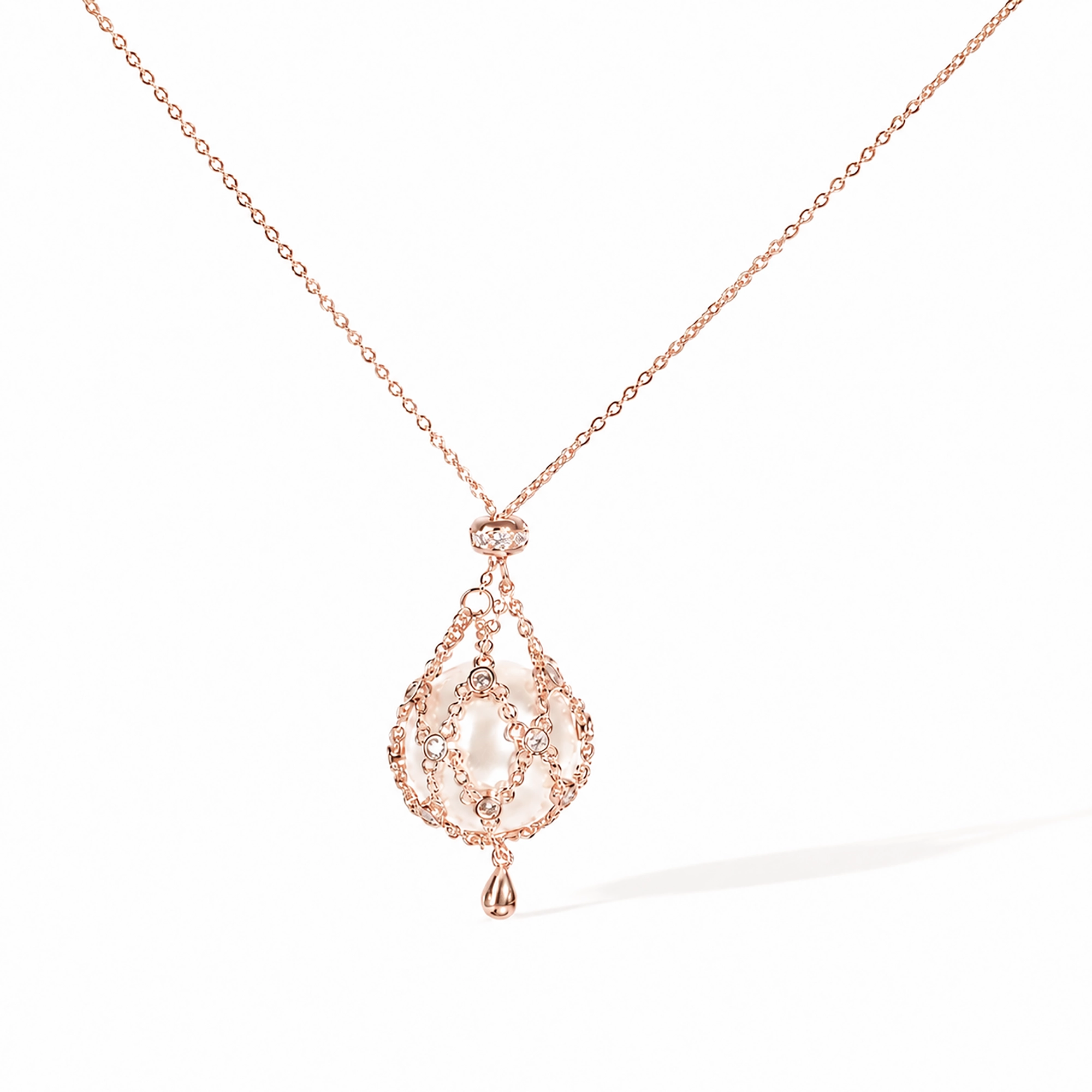 Mathilda 14K Gold Chain Cage Pearl Necklace