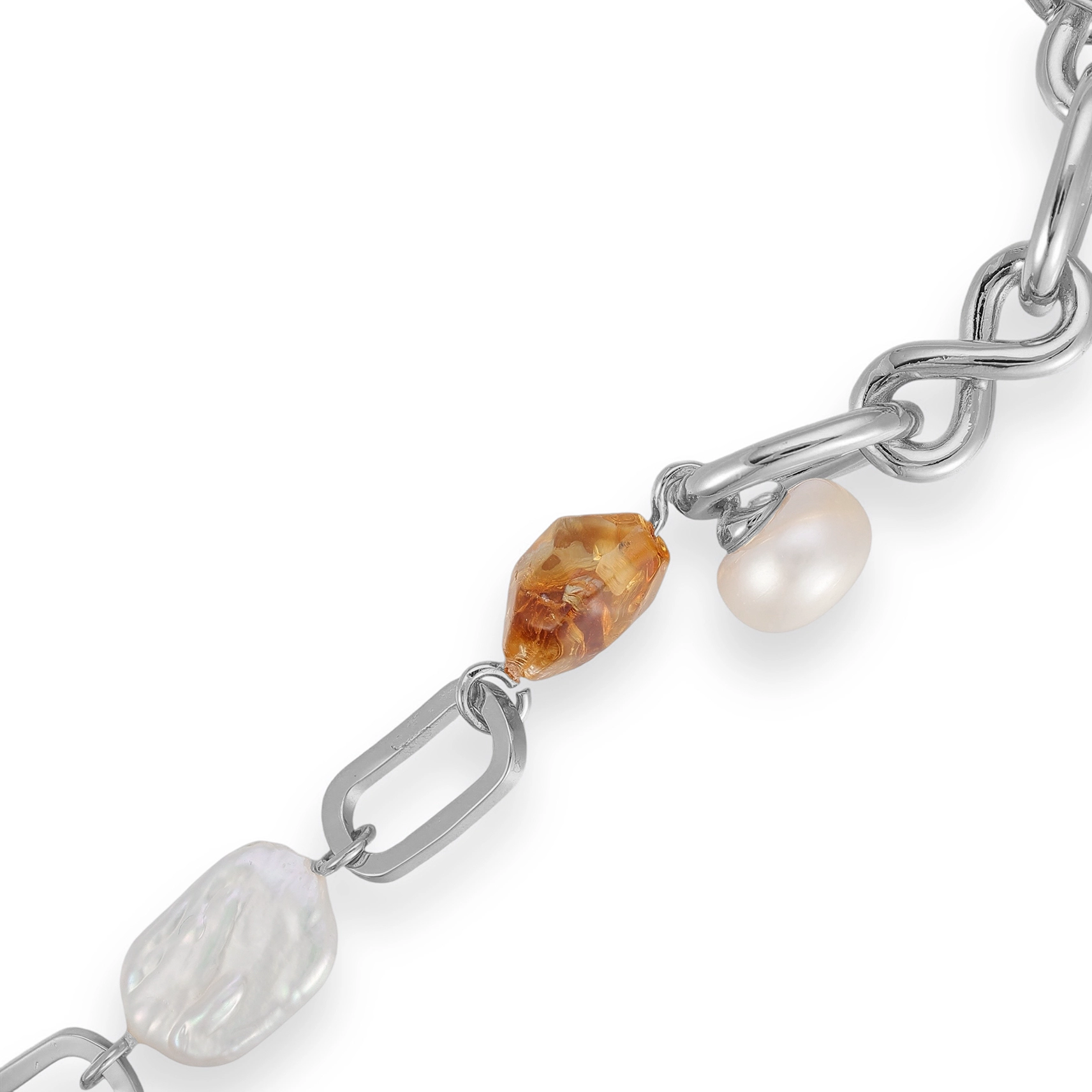 Monika 14K Gold Twist Oval Link Baroque Pearl Bracelet