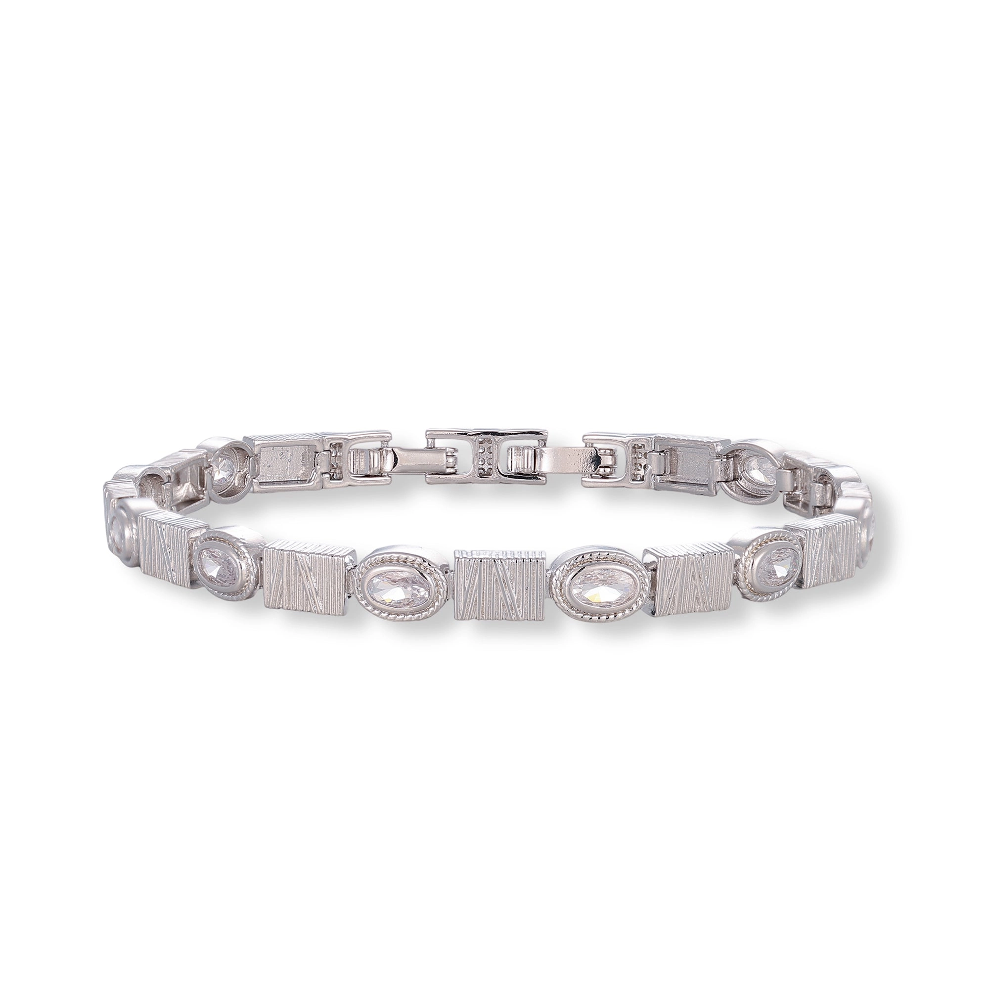 Nancy Silver Oval Rectangular Bracelet
