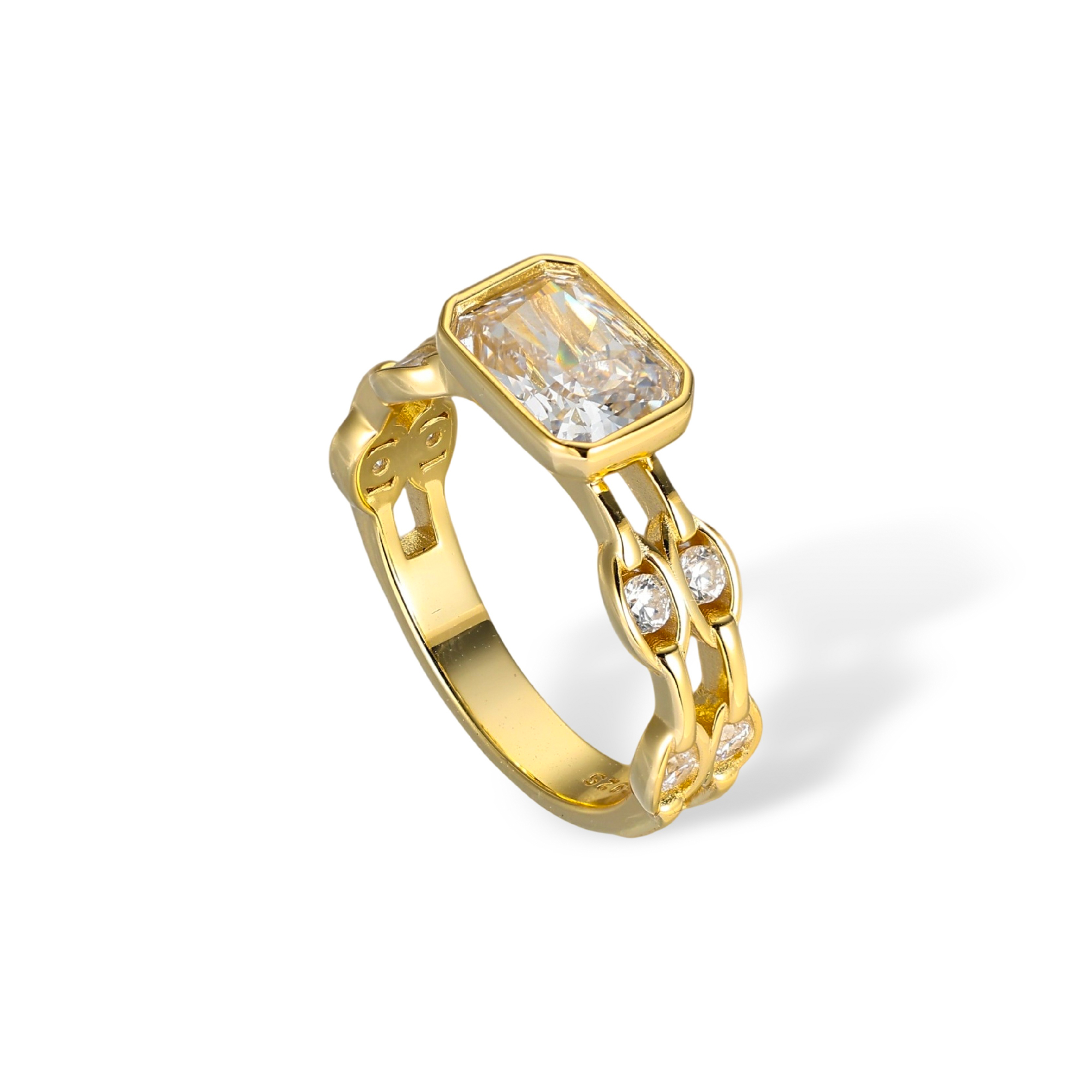 Nannette 18K Gold Bezel Rectangular Ring