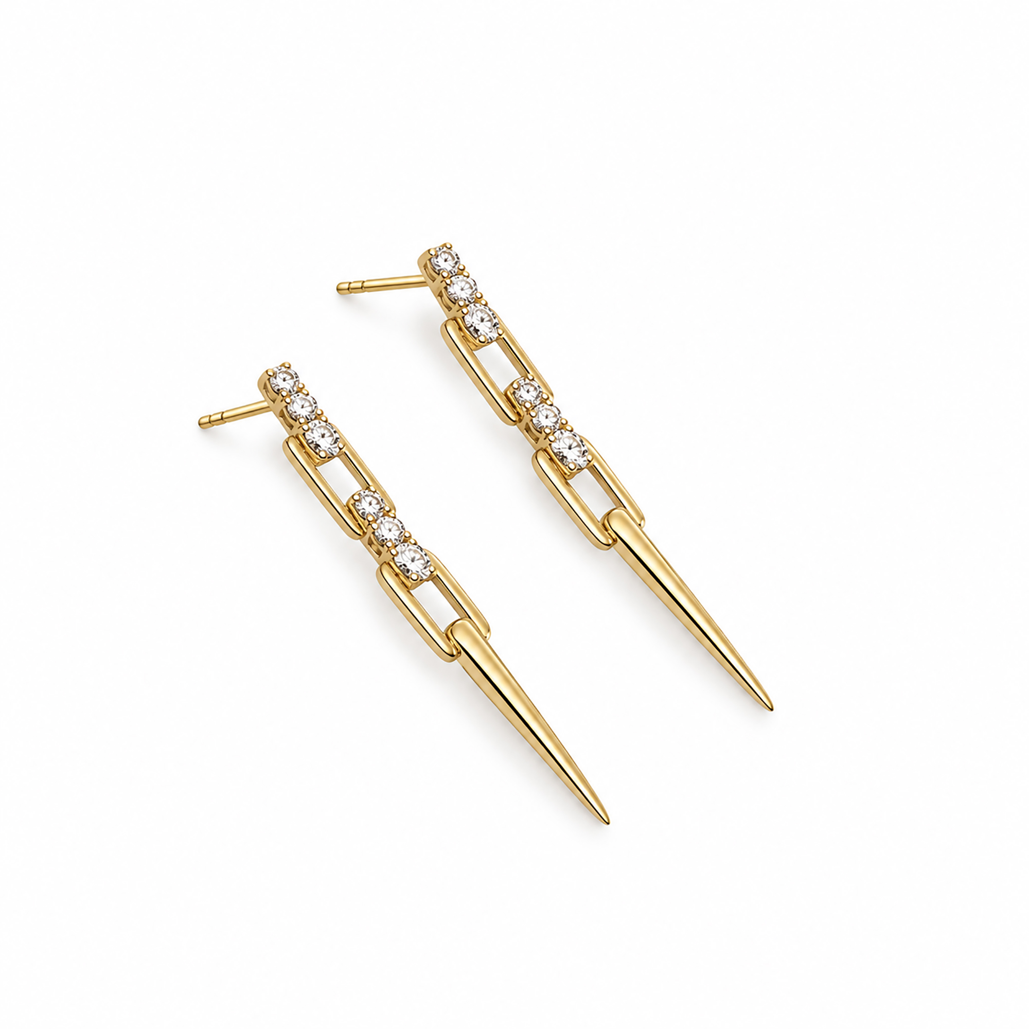 Nicodema 18K Gold Tapered Spike Drop Earrings