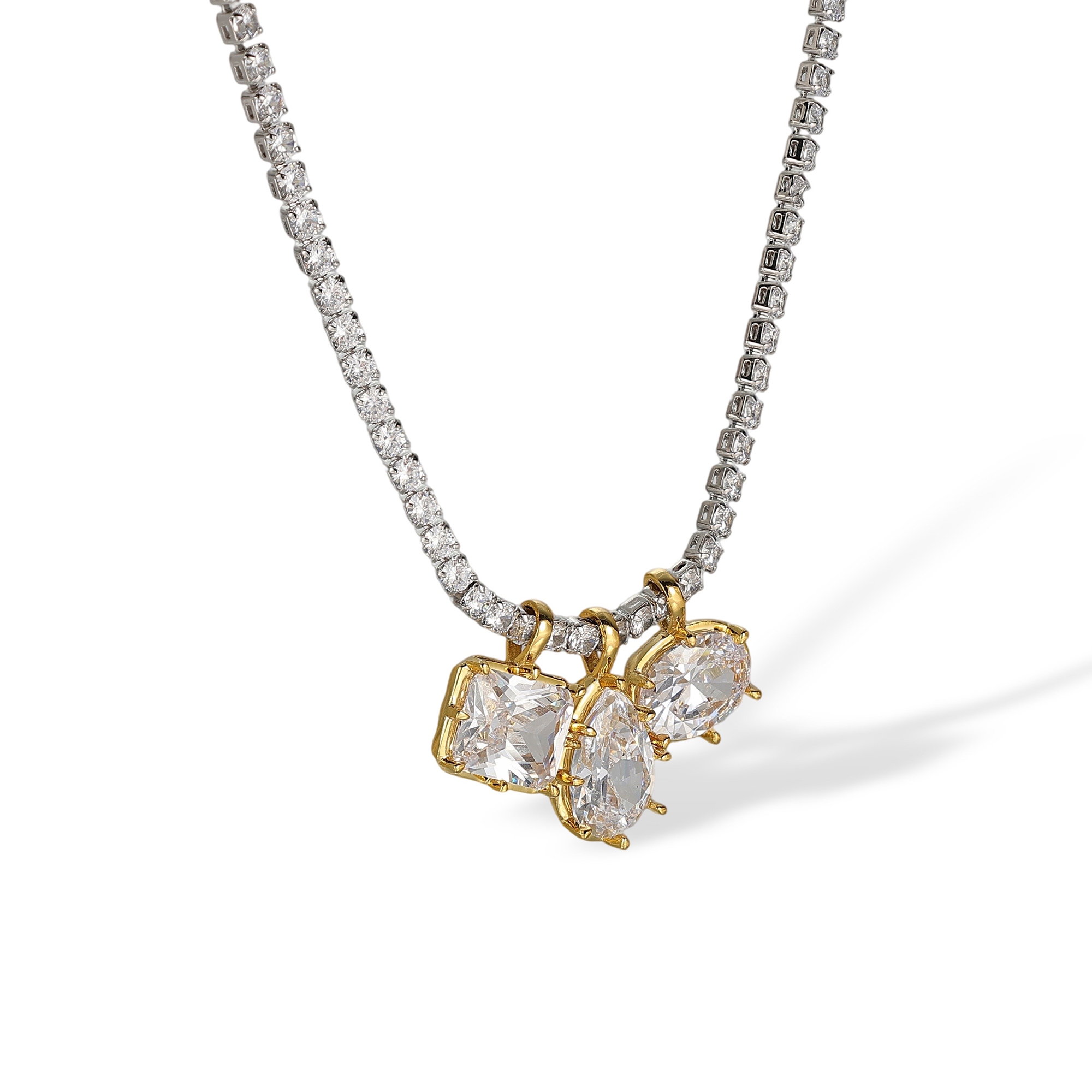 1-Octavia Two Tone Mixed Shape Necklace