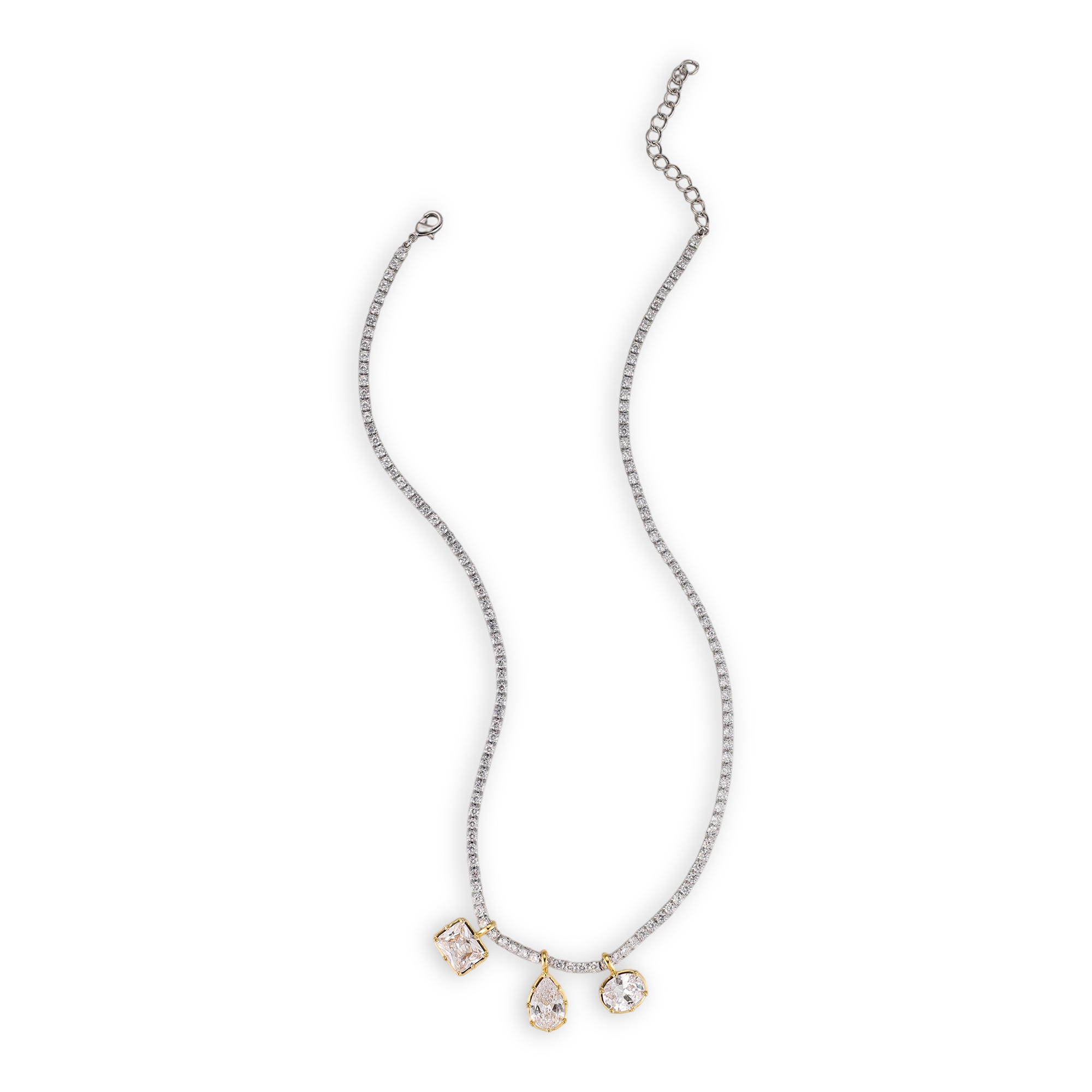 1-Octavia Two Tone Mixed Shape Necklace