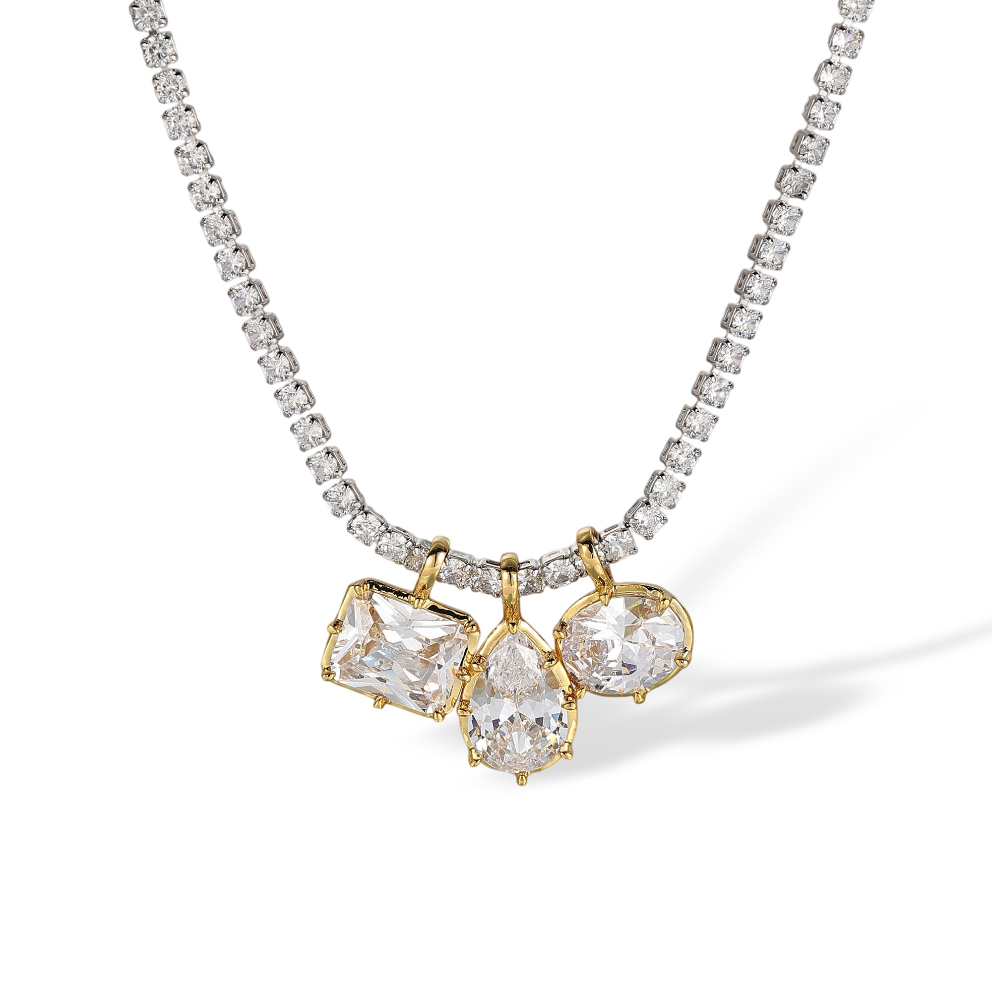 1-Octavia Two Tone Mixed Shape Necklace