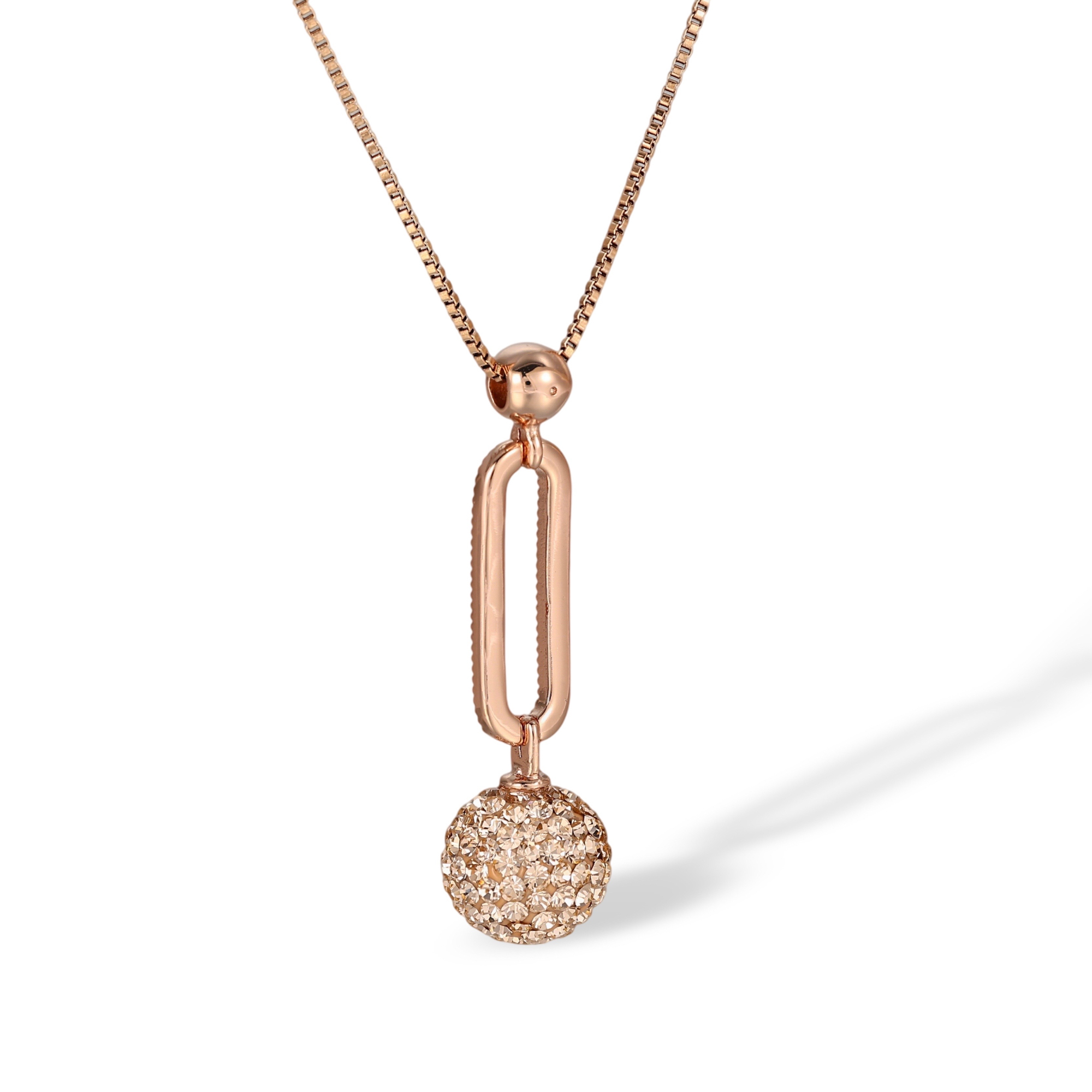 Odine Rose Gold Oval Link Sphere Necklace