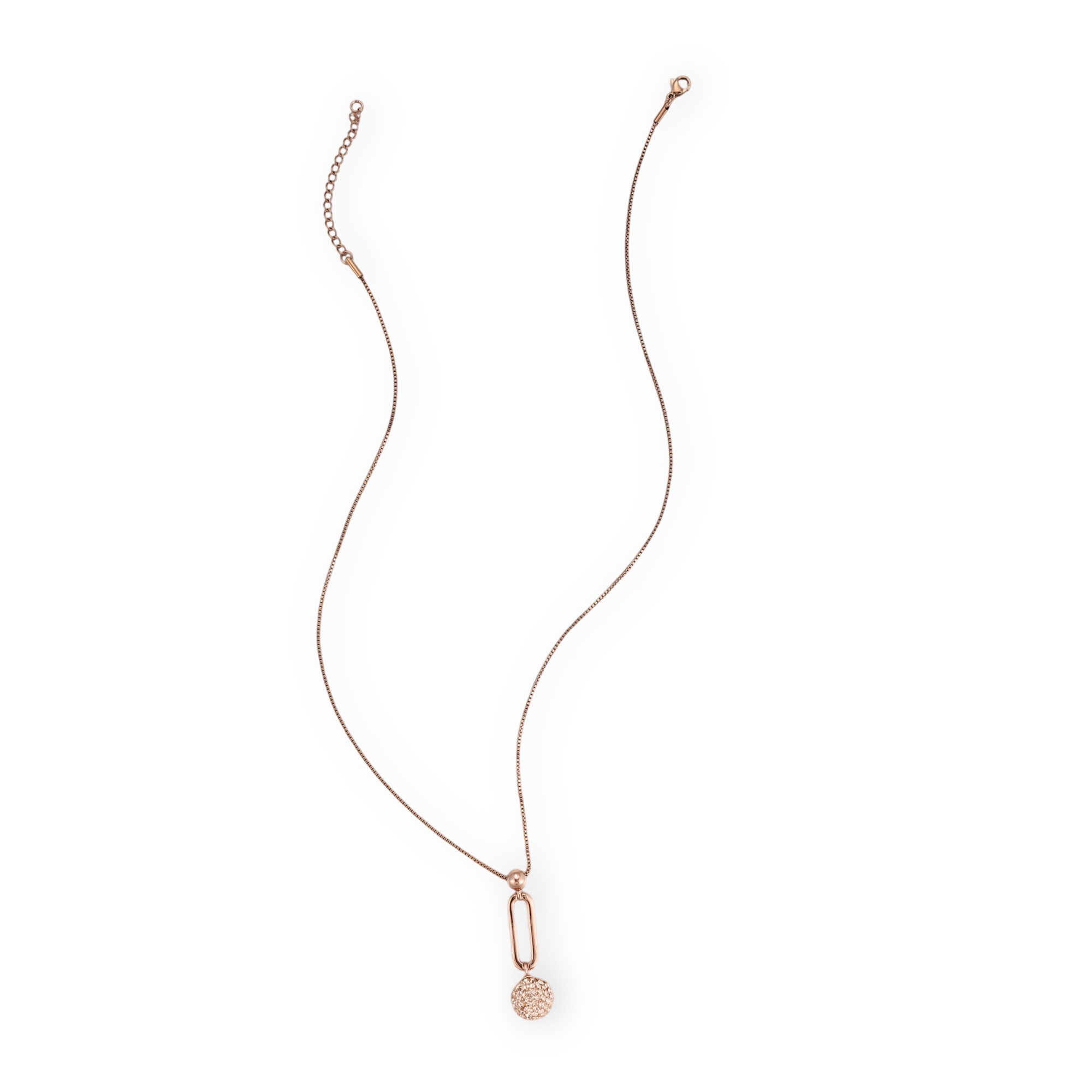 Odine Rose Gold Oval Link Sphere Necklace