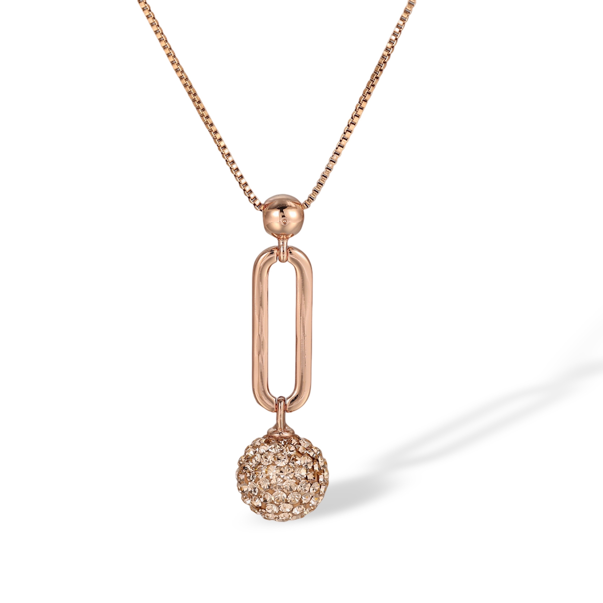 Odine Rose Gold Oval Link Sphere Necklace