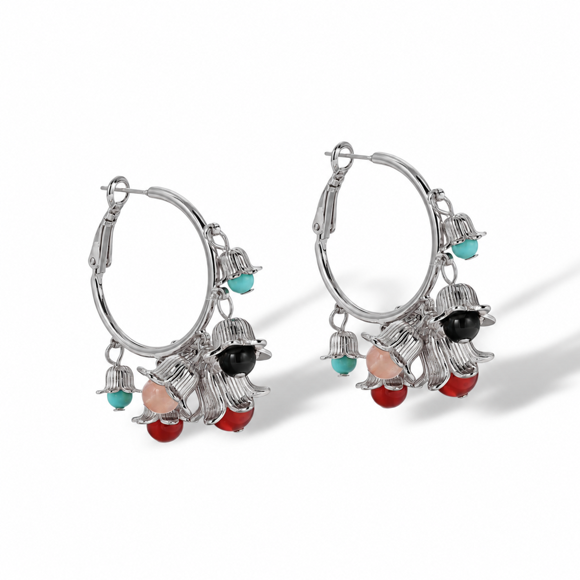 Ofrida 18K Gold Floral Cap Hoop Earrings