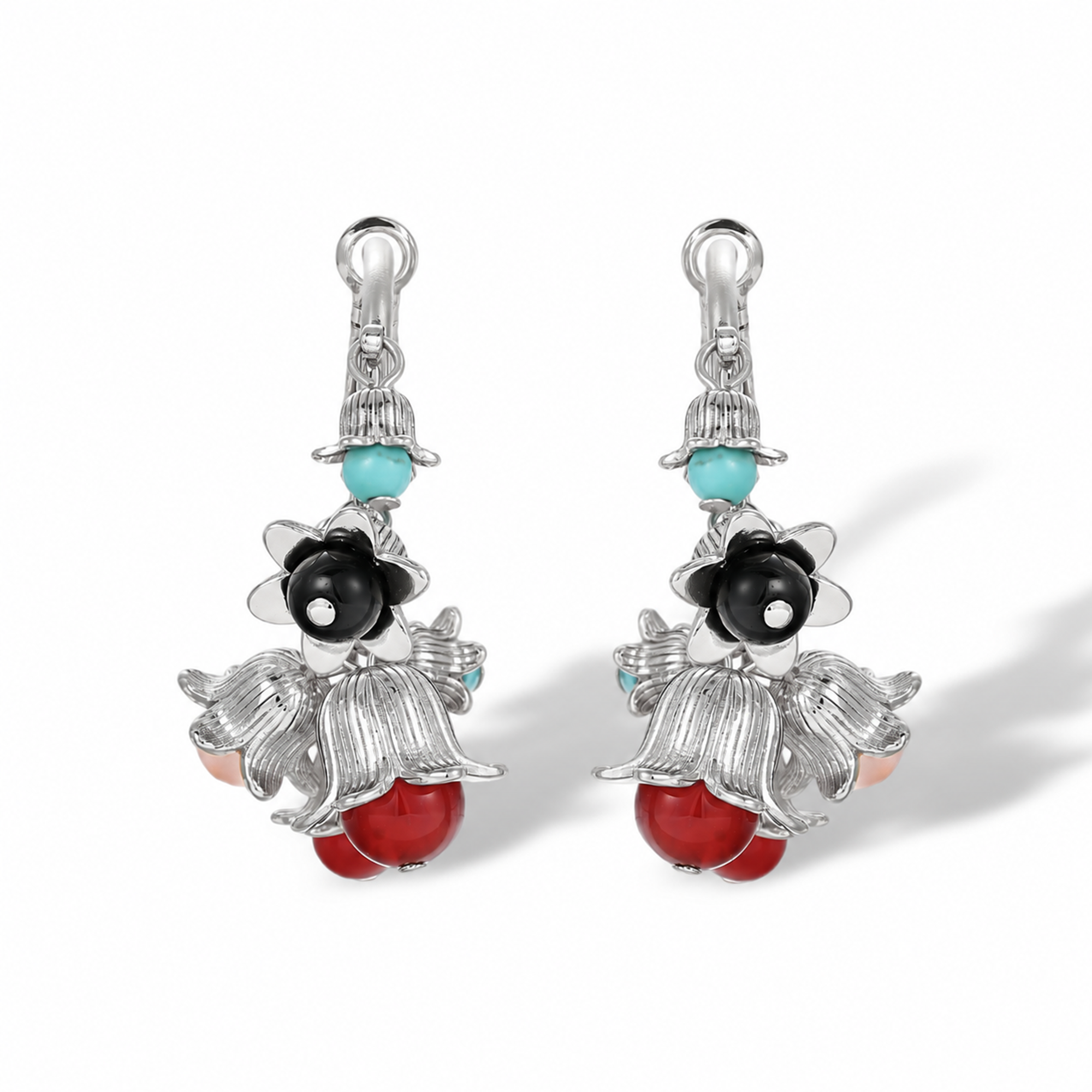 Ofrida 18K Gold Floral Cap Hoop Earrings