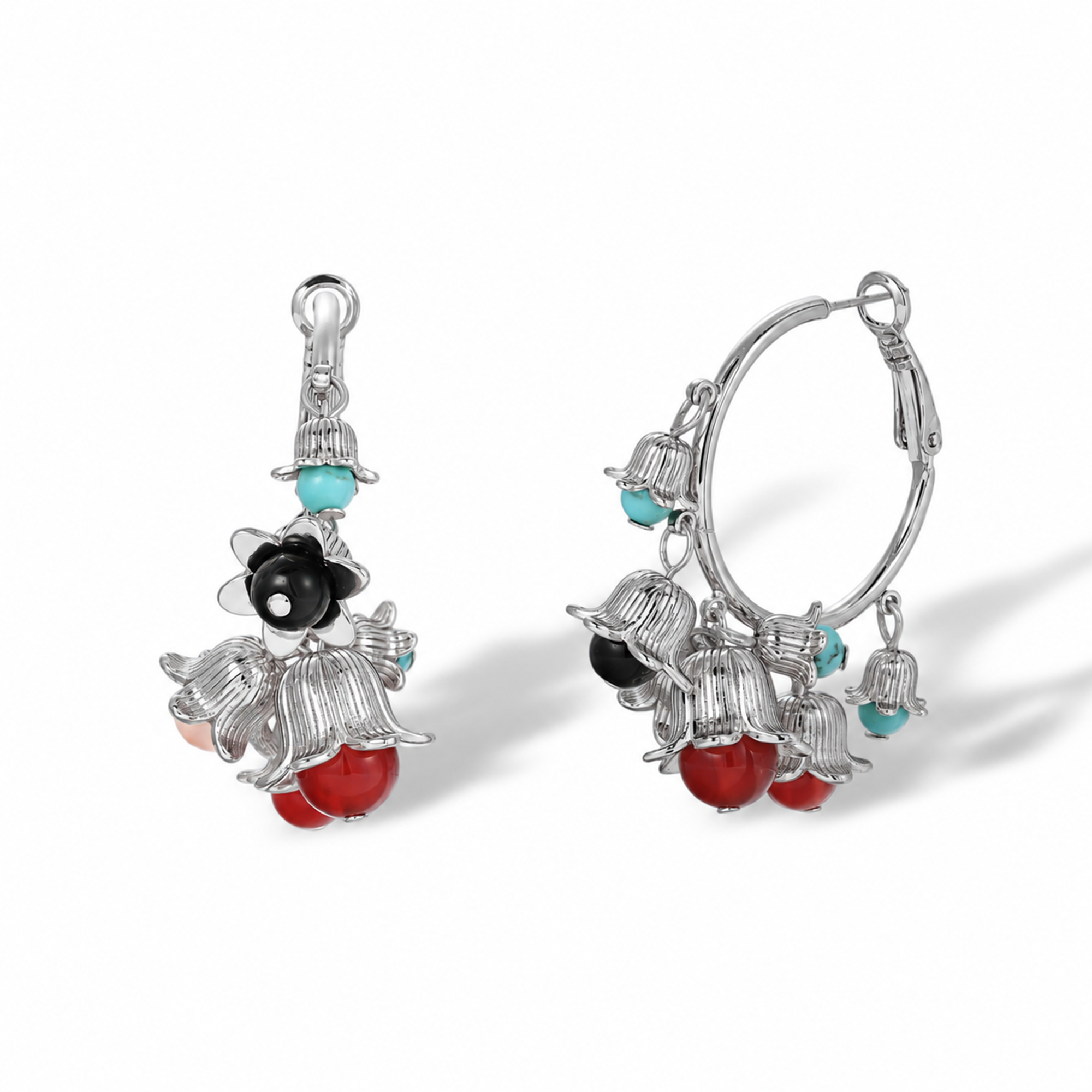 Ofrida 18K Gold Floral Cap Hoop Earrings