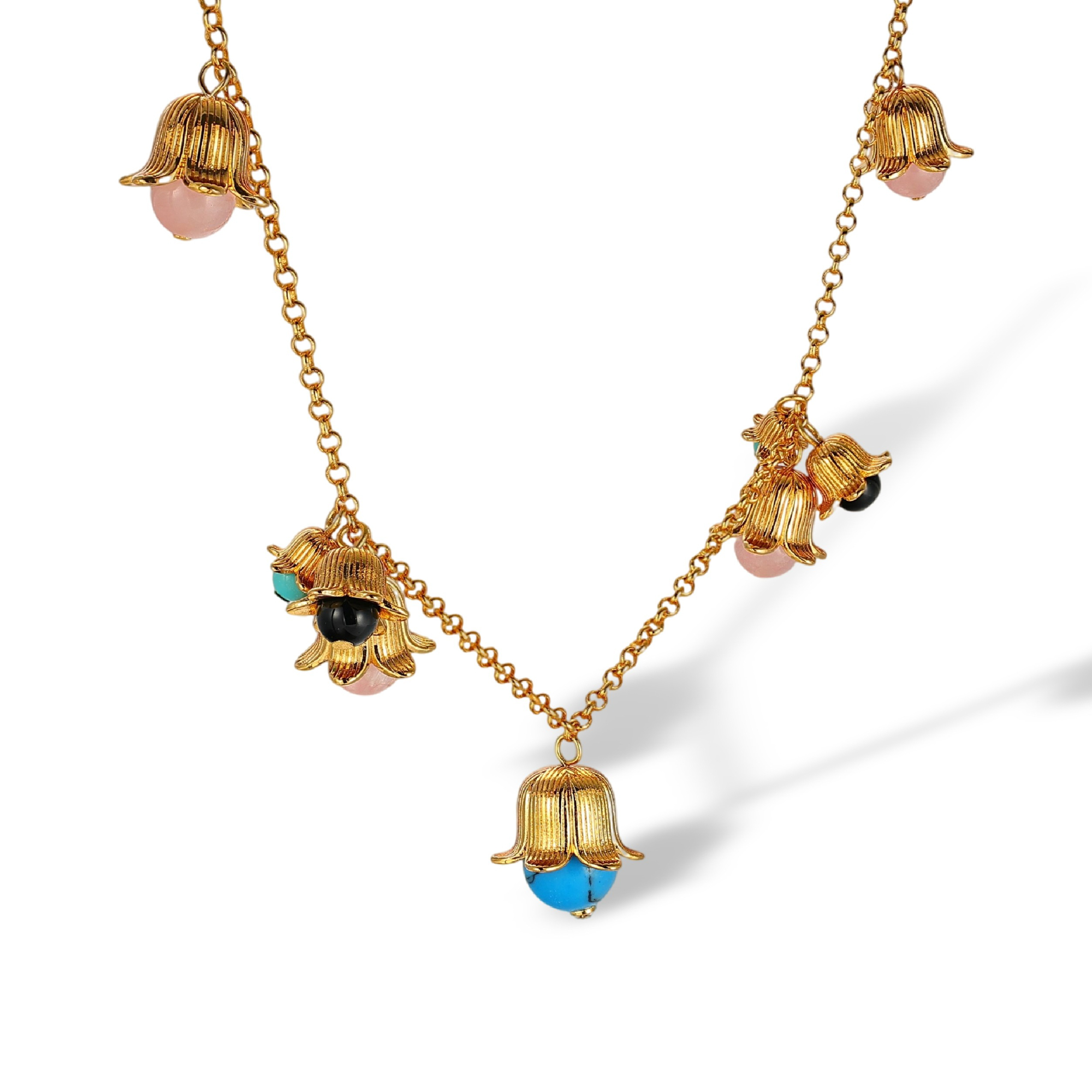 Ofrida 18K Gold Floral Cap Necklace