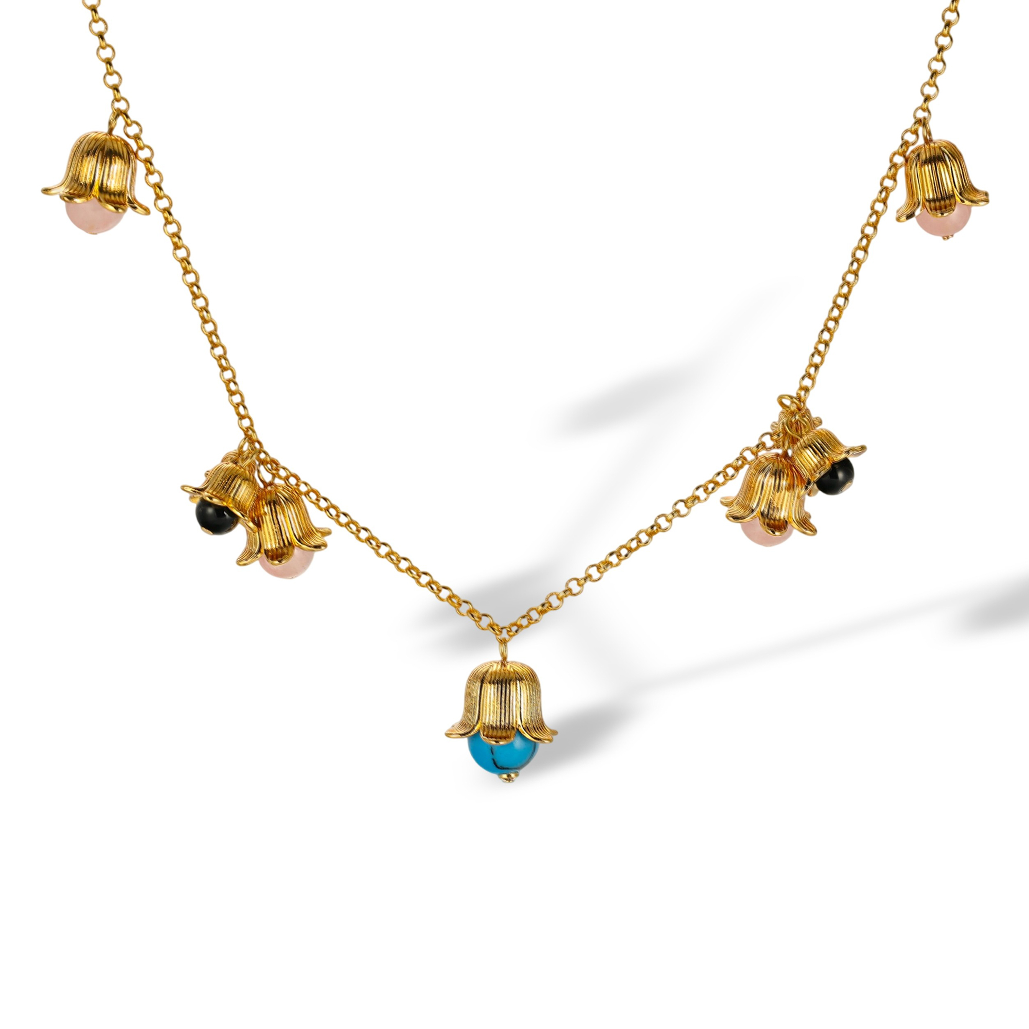 Ofrida 18K Gold Floral Cap Necklace