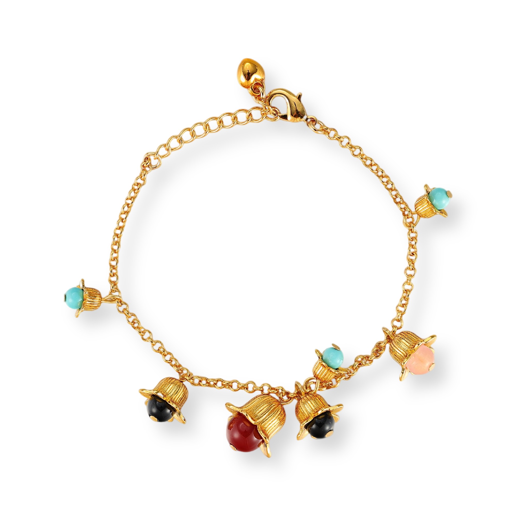 Ofrida 18K Gold Floral Cap Bracelet
