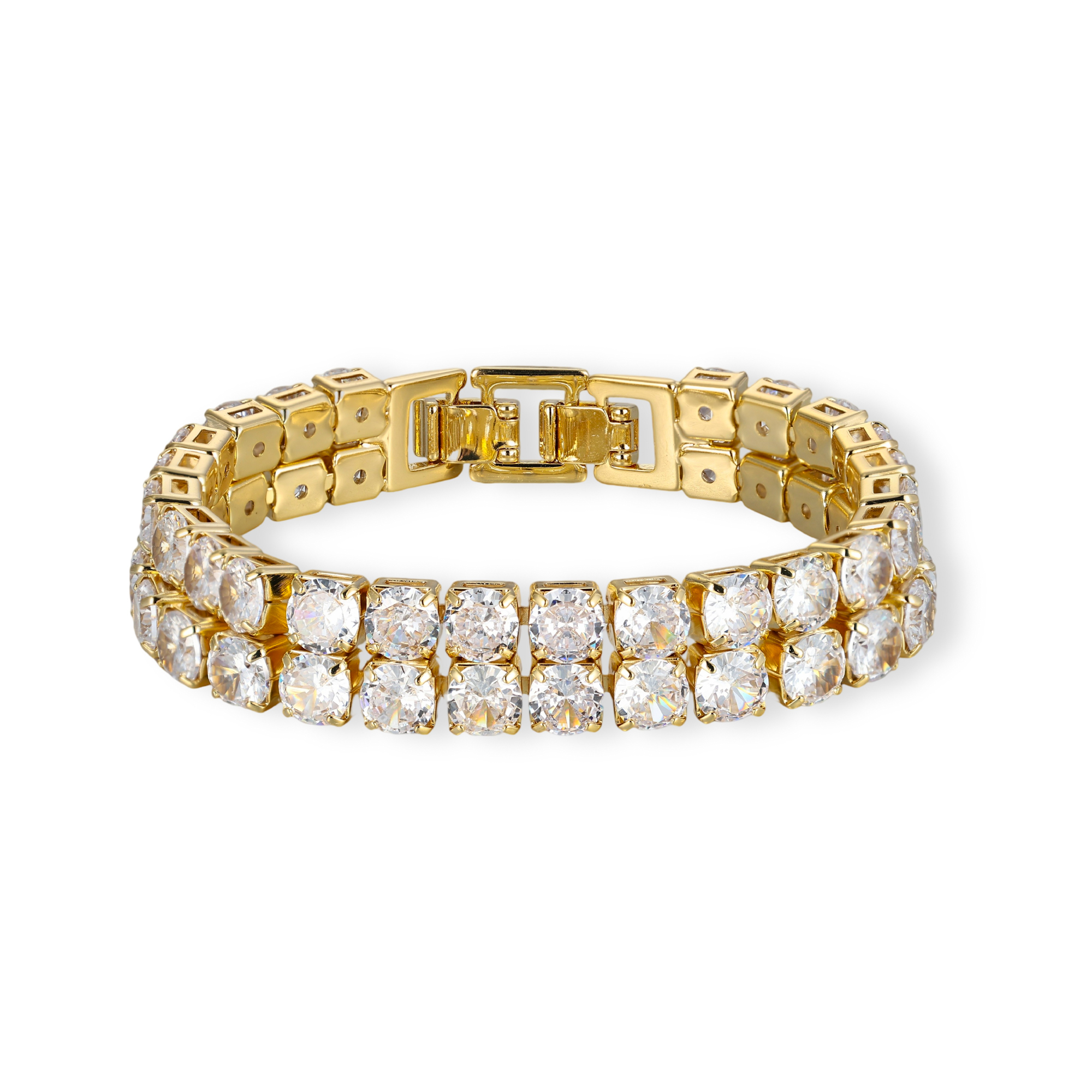 Olymbia 14K Gold Double Row Round Tennis Bracelet
