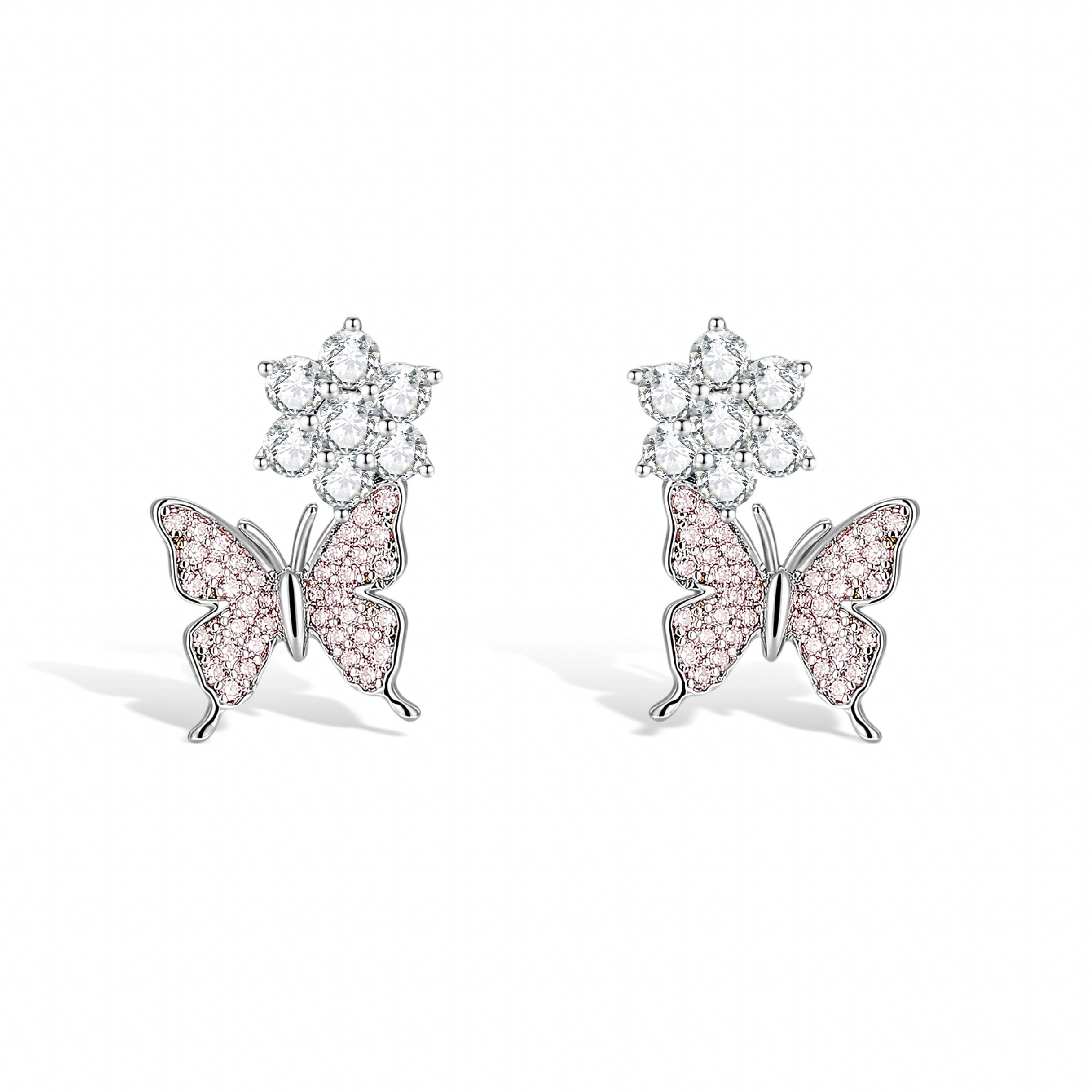 Papillon Blanc Pink Butterfly Earrings
