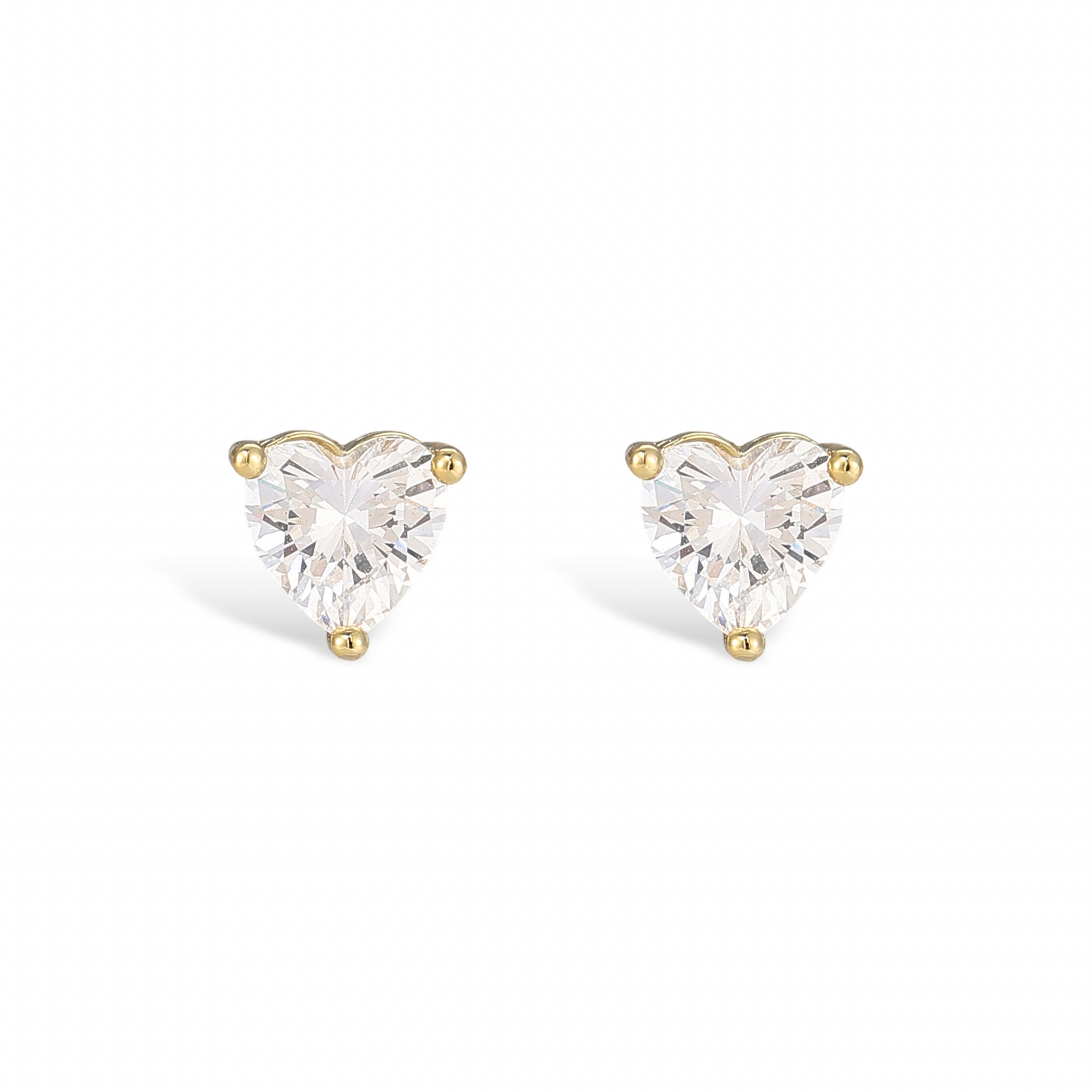 Pierrette 18K Gold Heart Stud Earrings