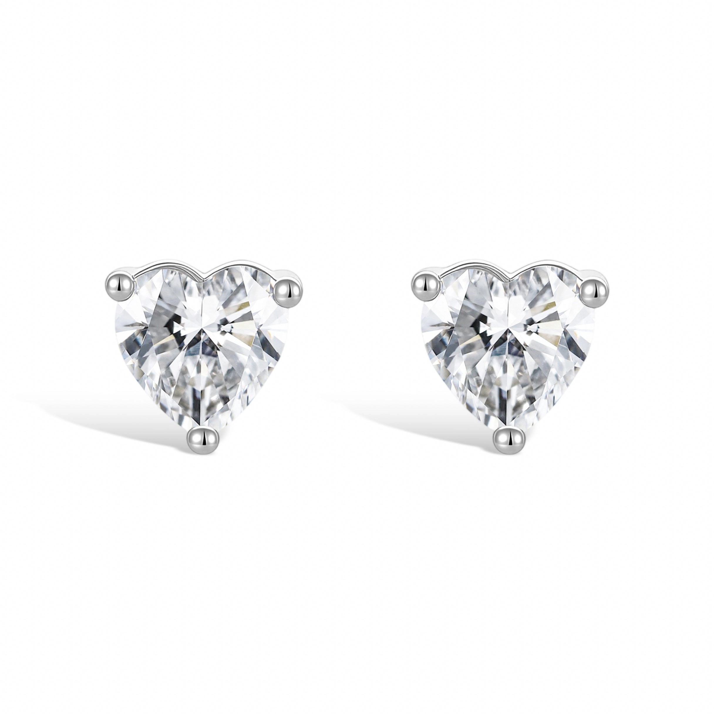 Pierrette White Heart Stud Earrings
