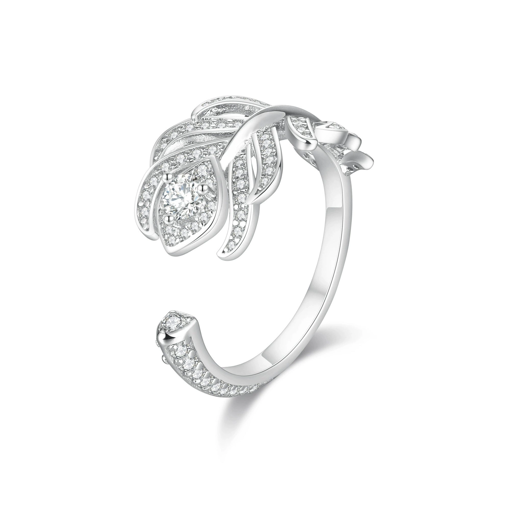 Plume White Open Ring