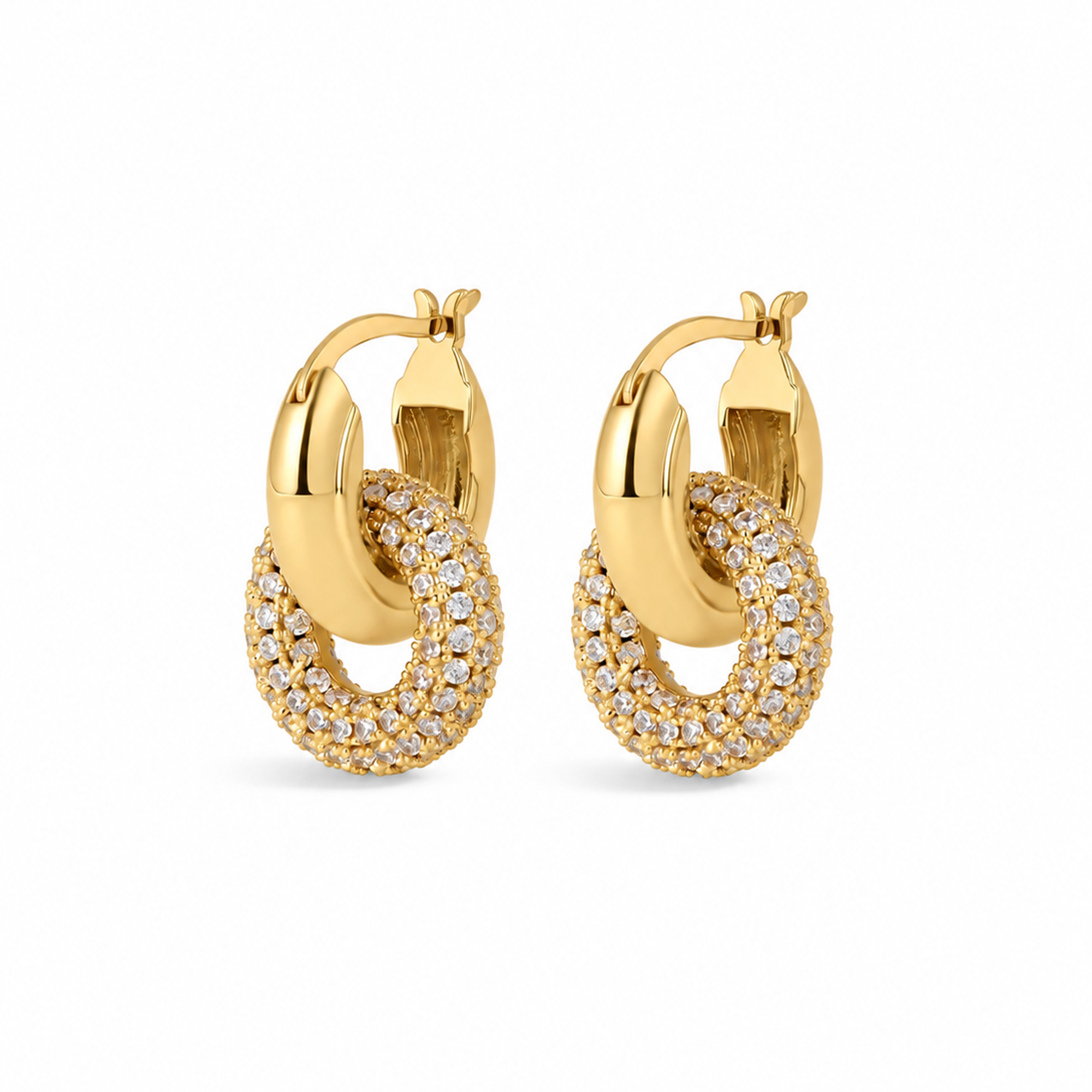 Querida 24K Gold Interlocking Circular Hoop Earrings