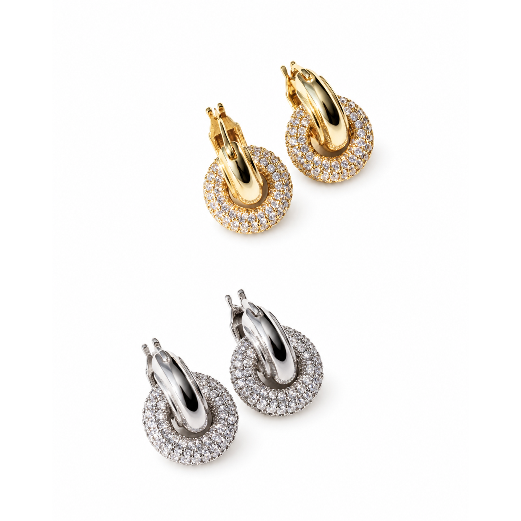 Querida 24K Gold Interlocking Circular Hoop Earrings