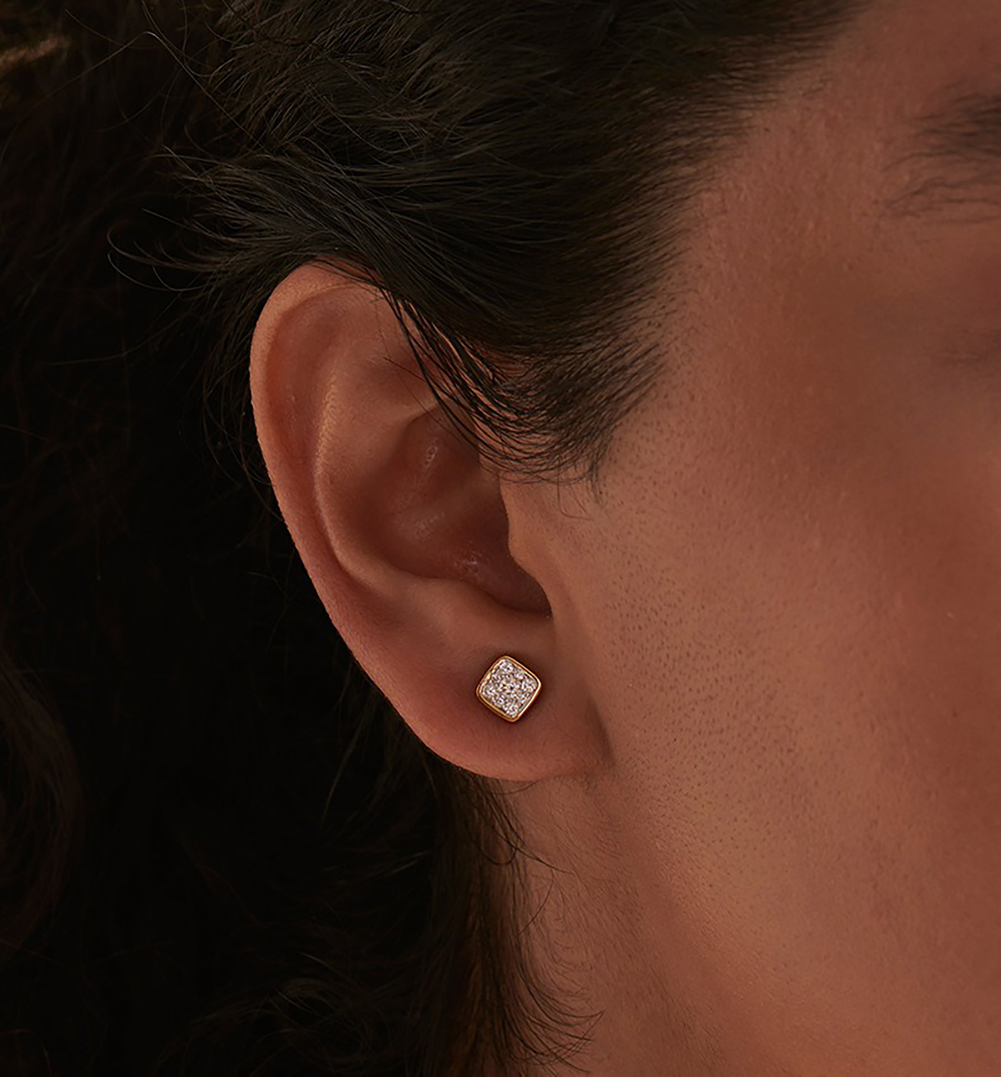 Quintina 18K Gold Square Stud Earrings