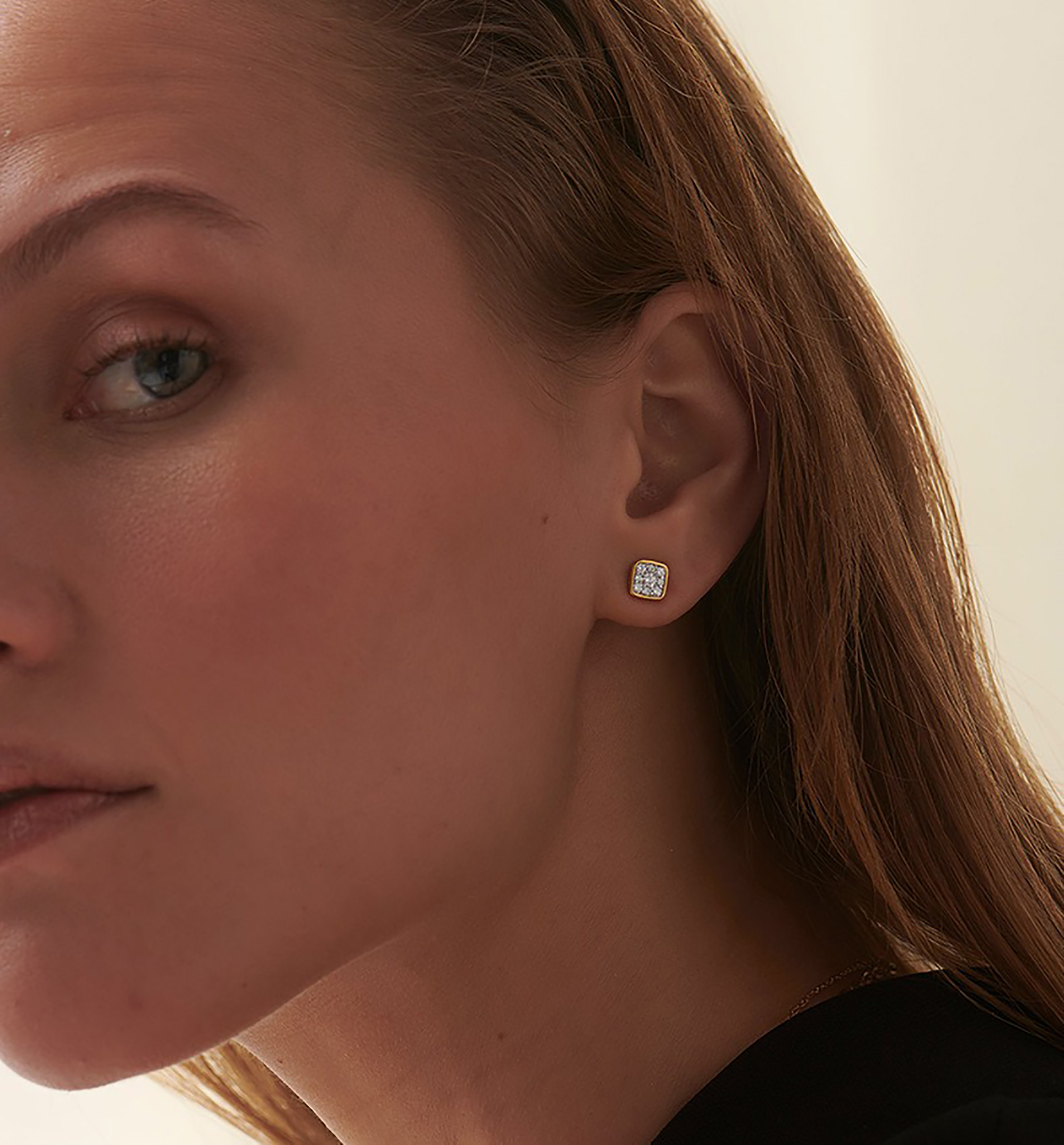 Quintina 18K Gold Square Stud Earrings