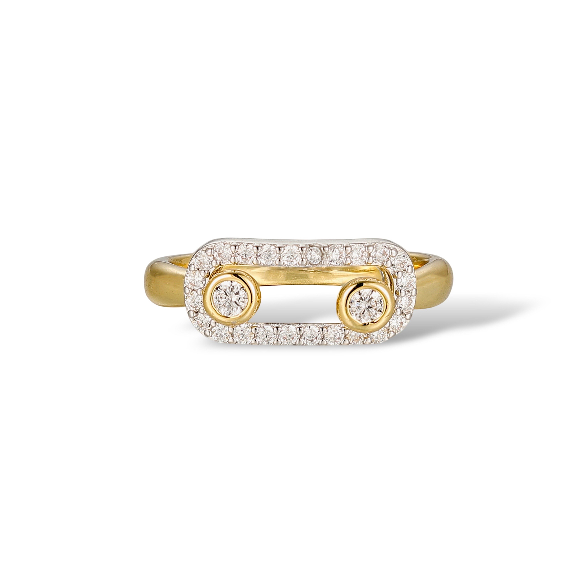 1-Rainhild Two Tone Openwork Pavé Oval Ring