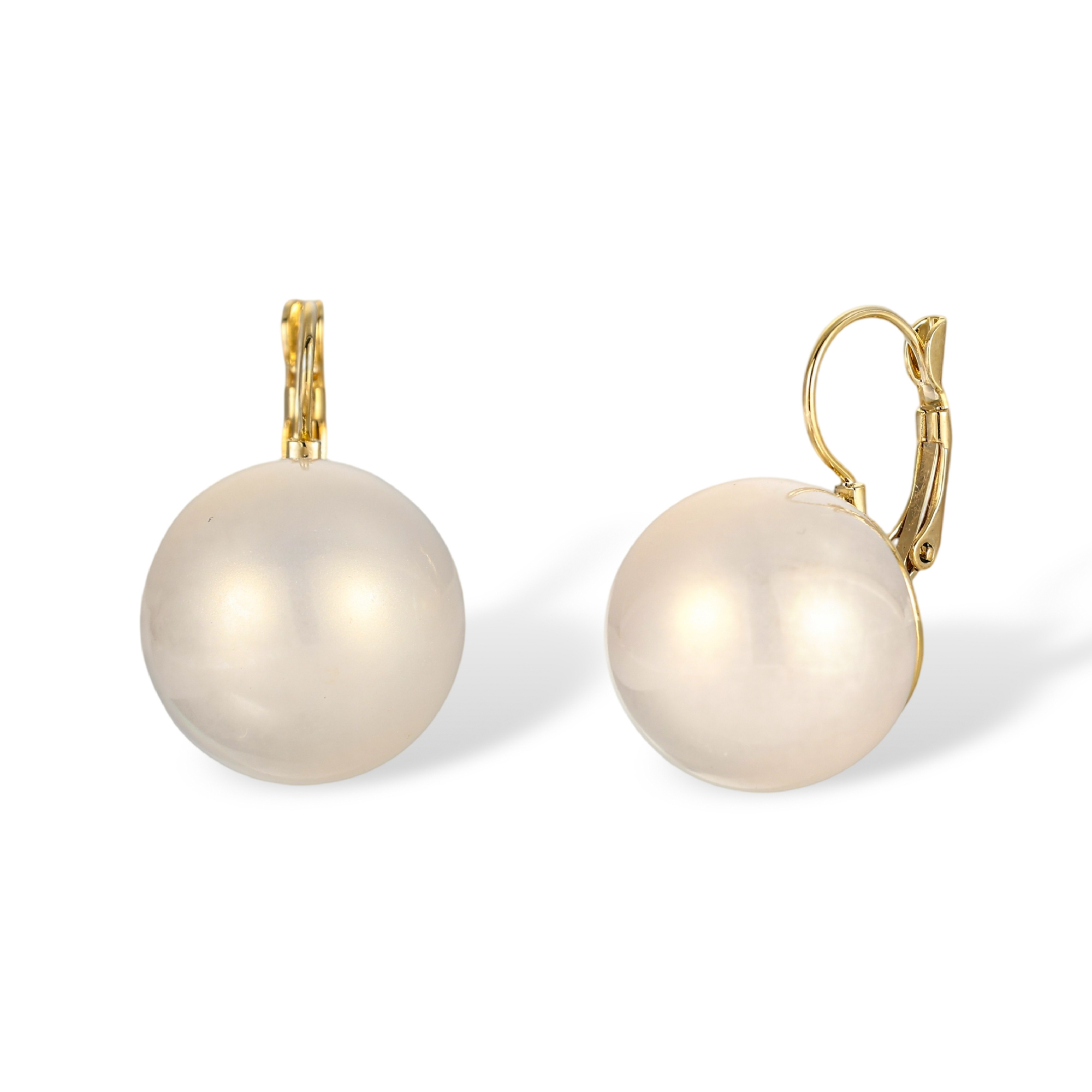 Richmodis White Spherical Huggie Earrings