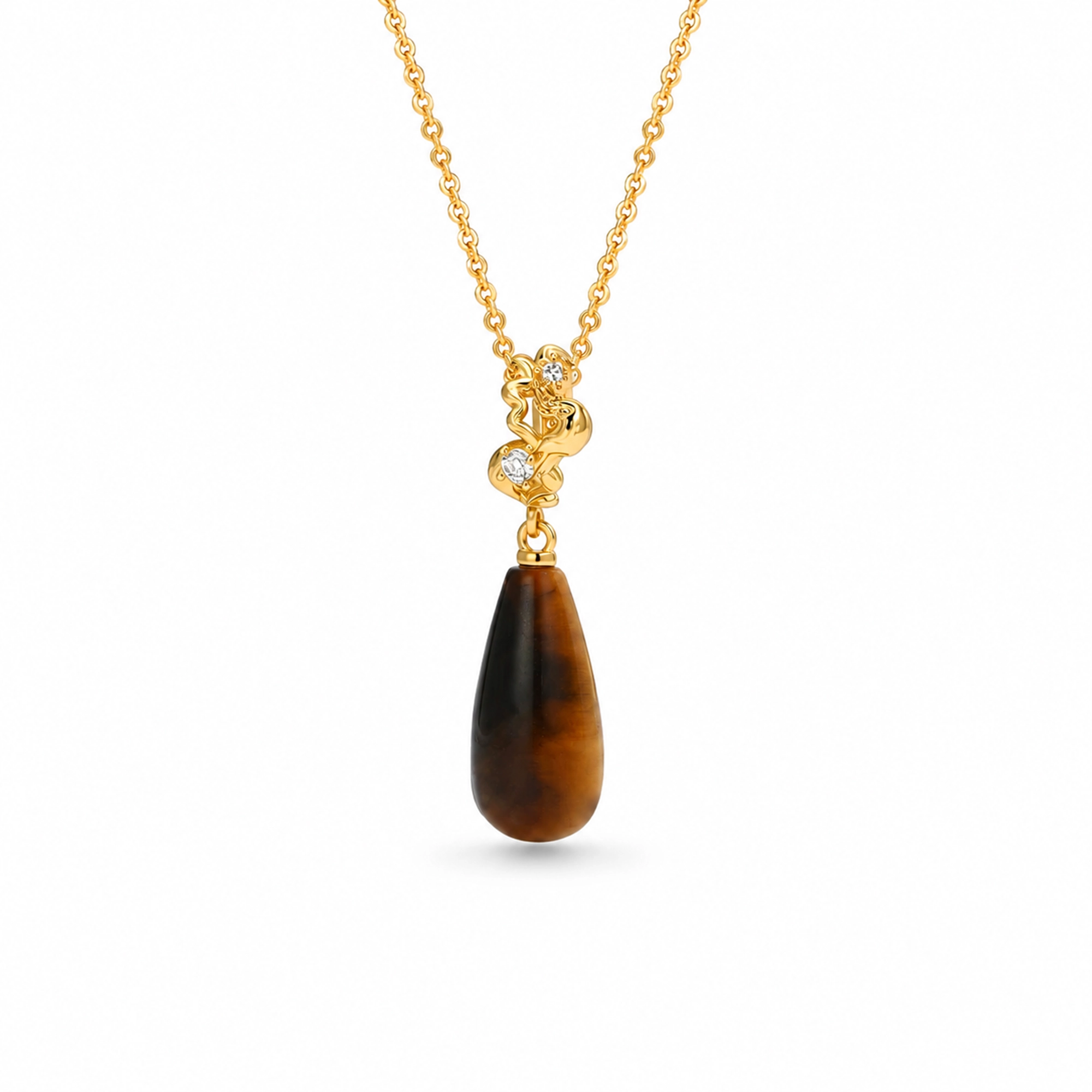 Sahra Brown Teardrop Tiger Eye Necklace