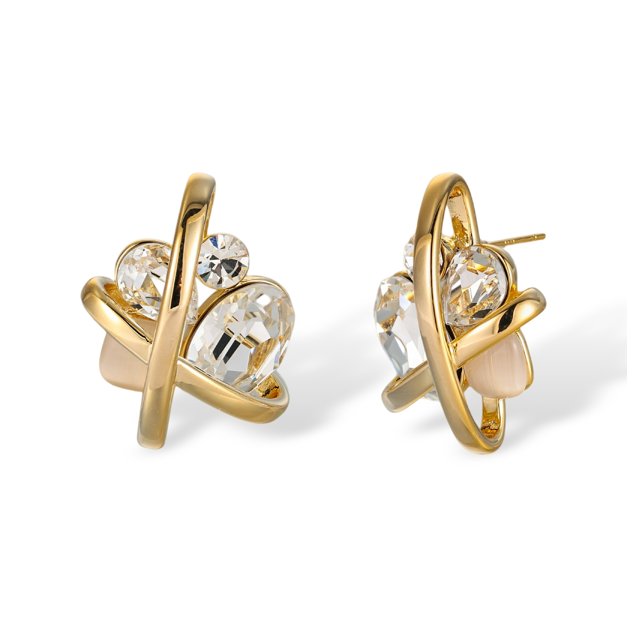 Salomea 18K Gold Crossover Mixed Shape Stud Earrings