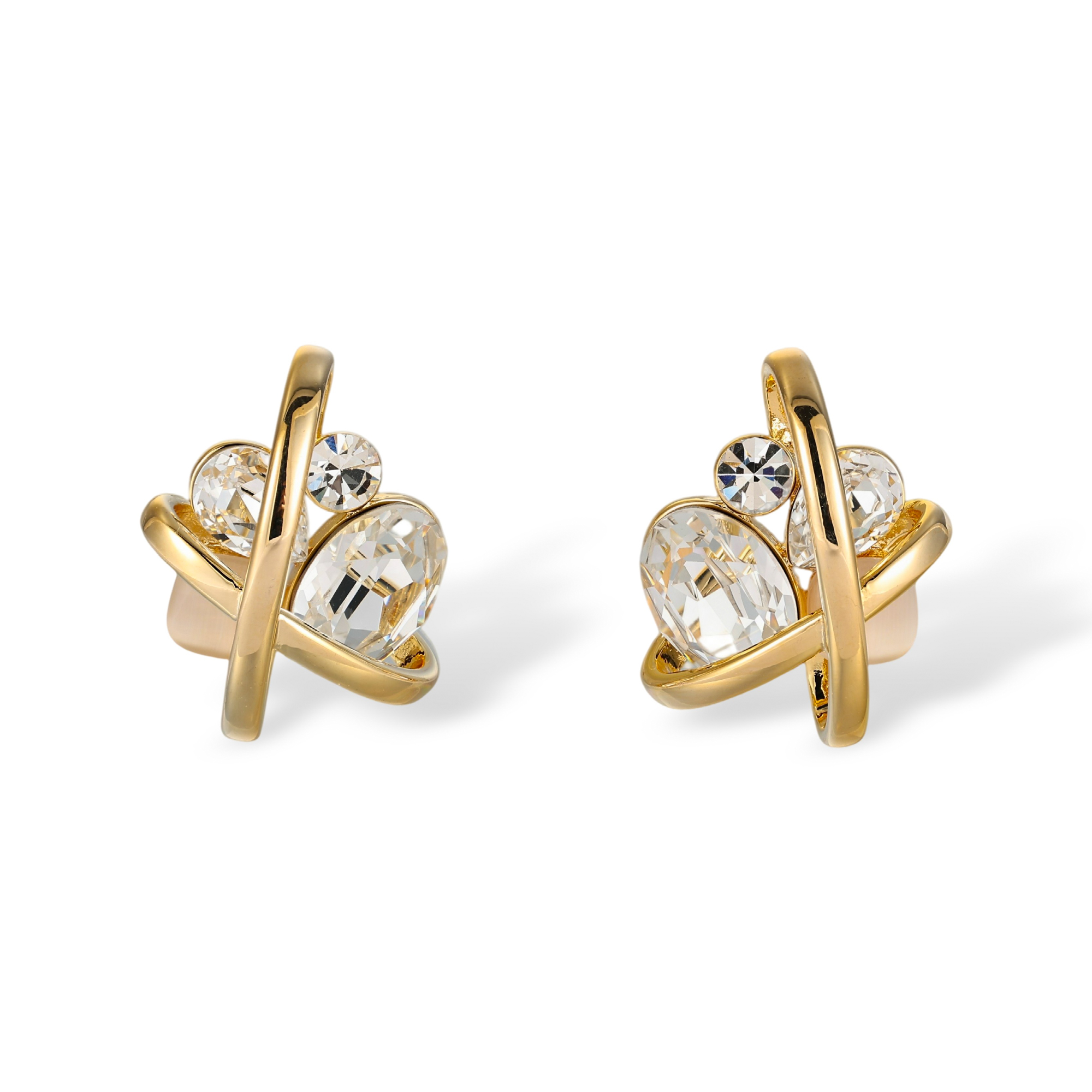 Salomea 18K Gold Crossover Mixed Shape Stud Earrings