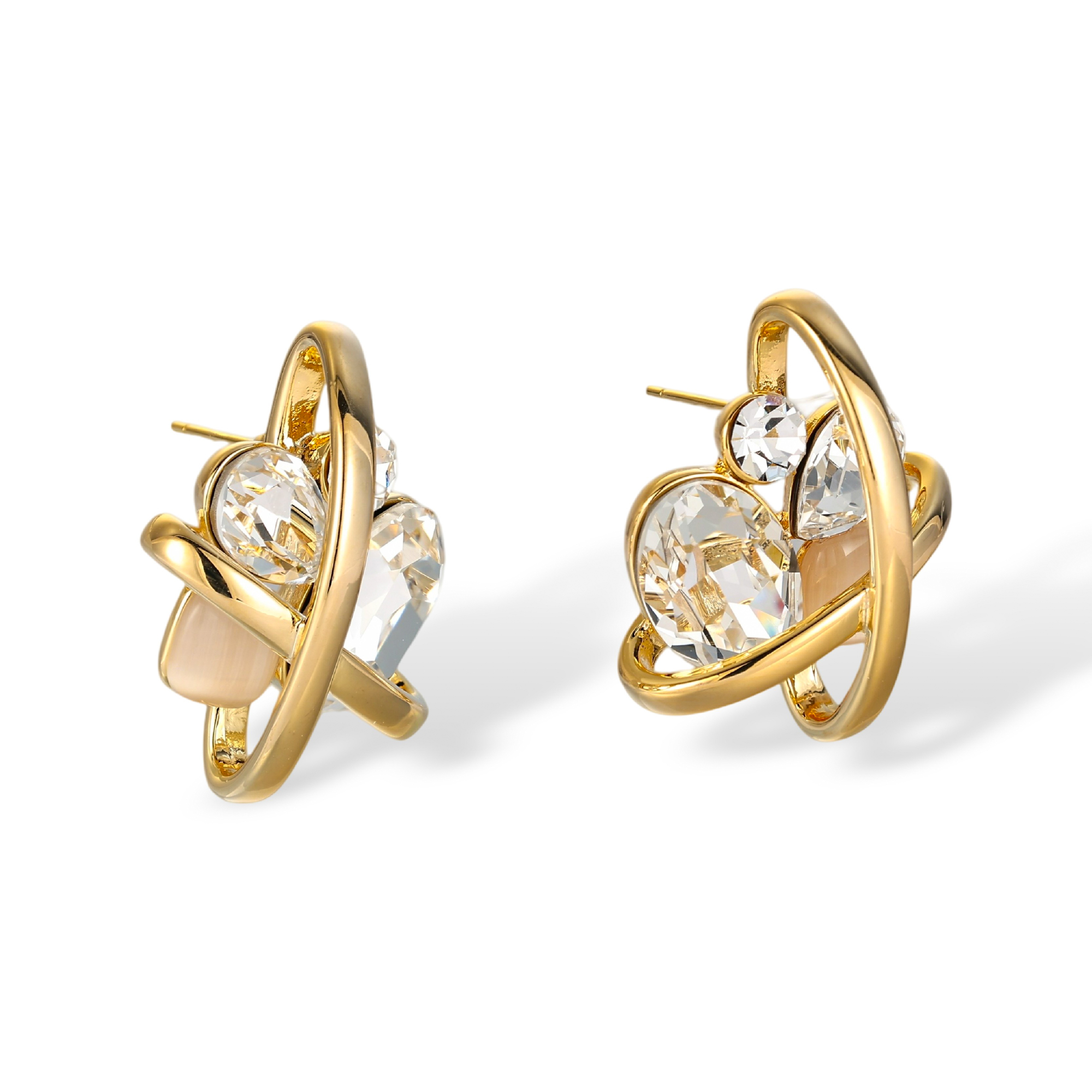 Salomea 18K Gold Crossover Mixed Shape Stud Earrings
