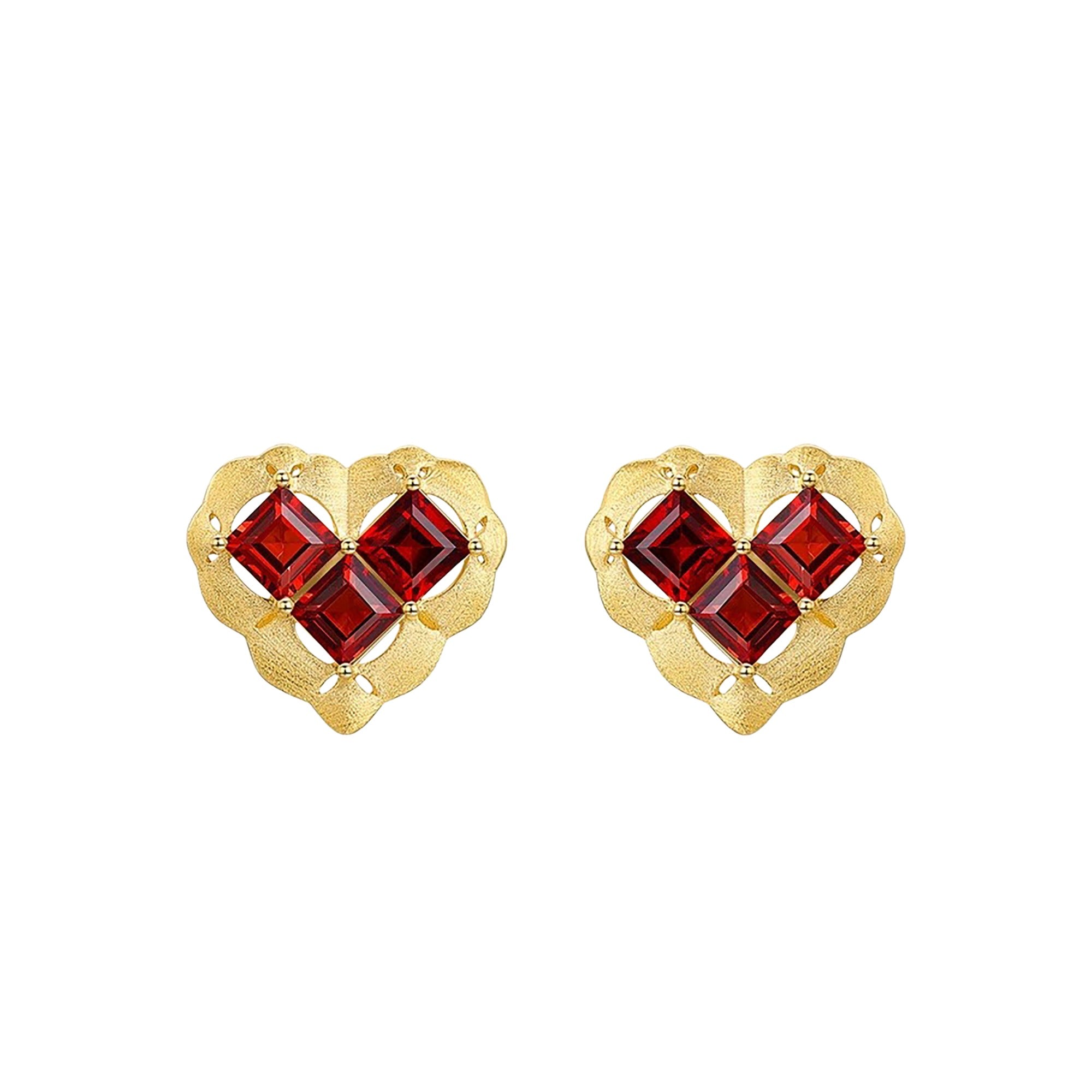Sandra Red Heart Stud Earrings