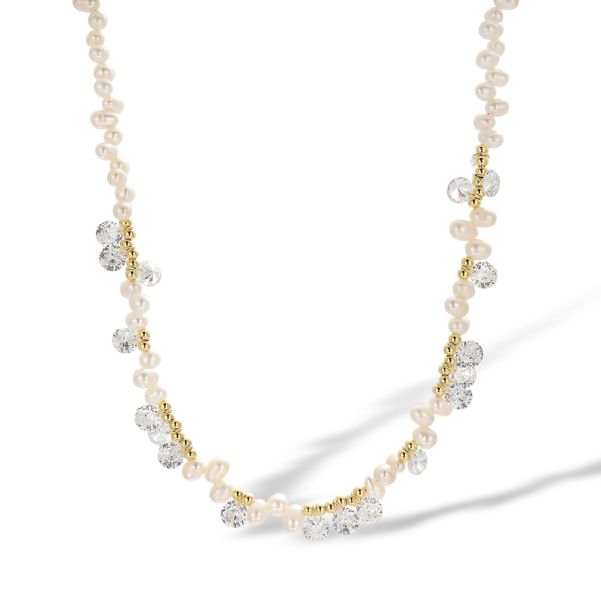 Santje White Pearl Crystal Necklace
