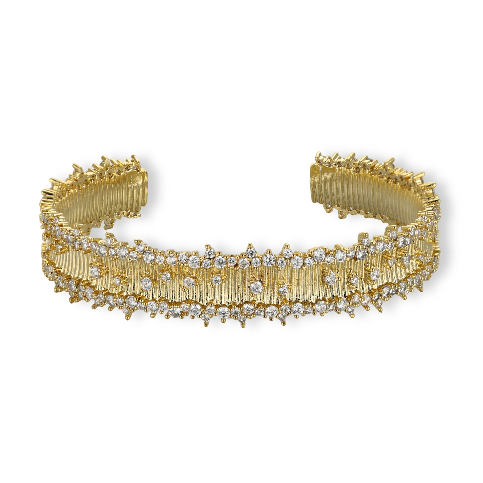 Sebastia 14K Gold Irregular Borders Open Bangle