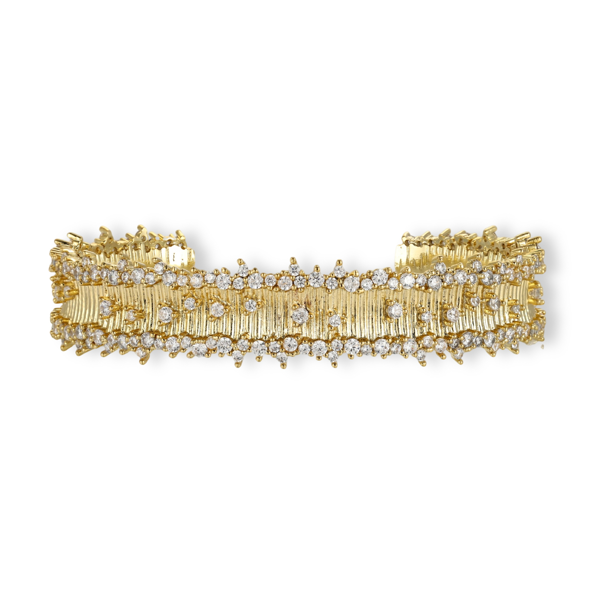 Sebastia 14K Gold Irregular Borders Open Bangle