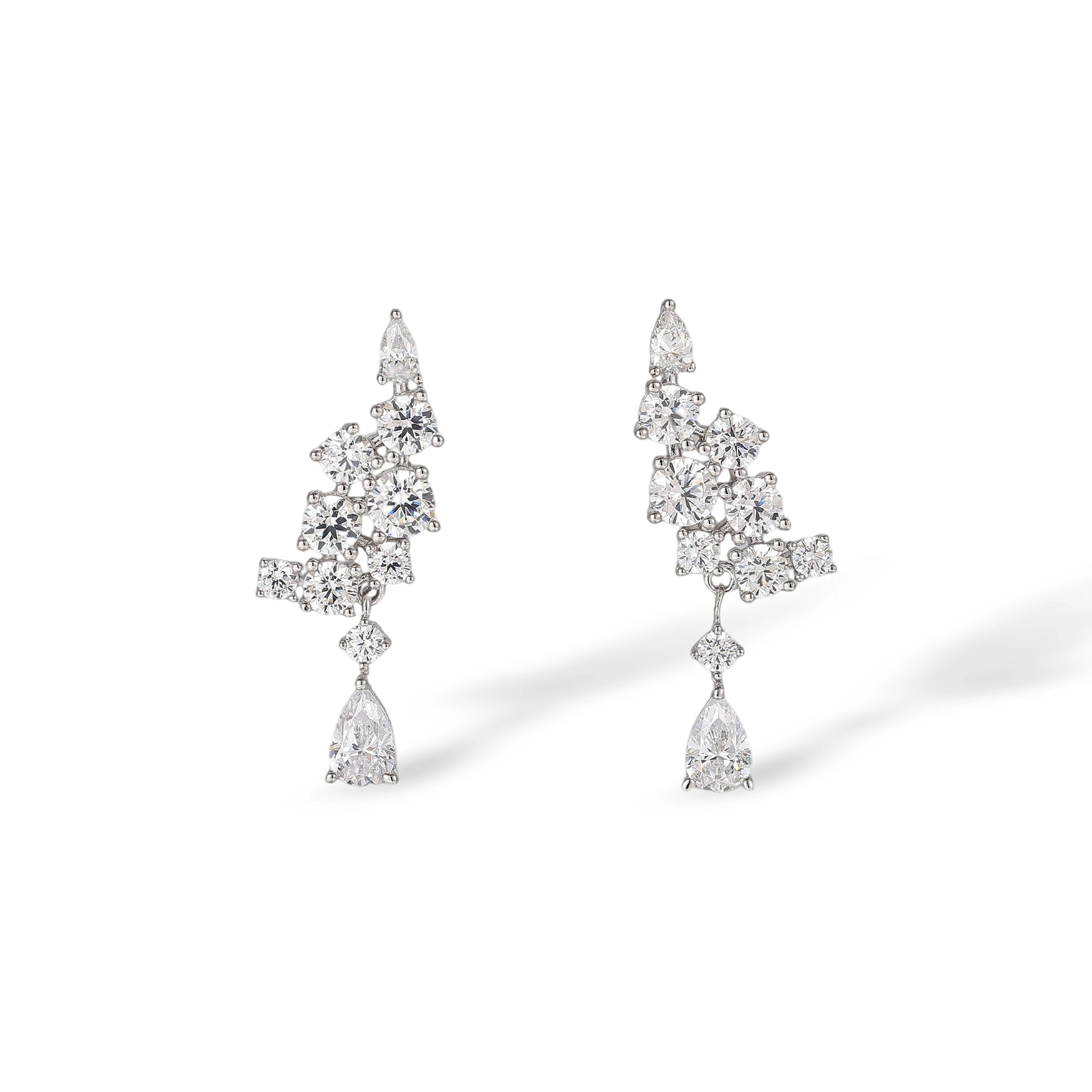 Silja White Teardrop Round Drop Earrings