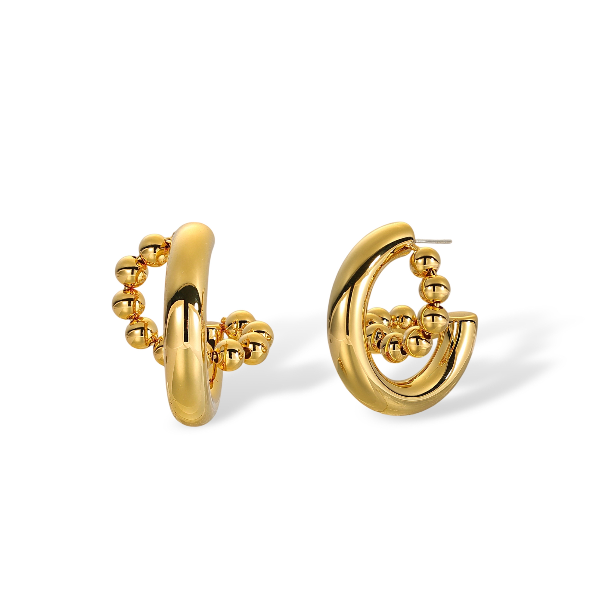 Simeona 18K Gold Double-Track Beaded Earrings