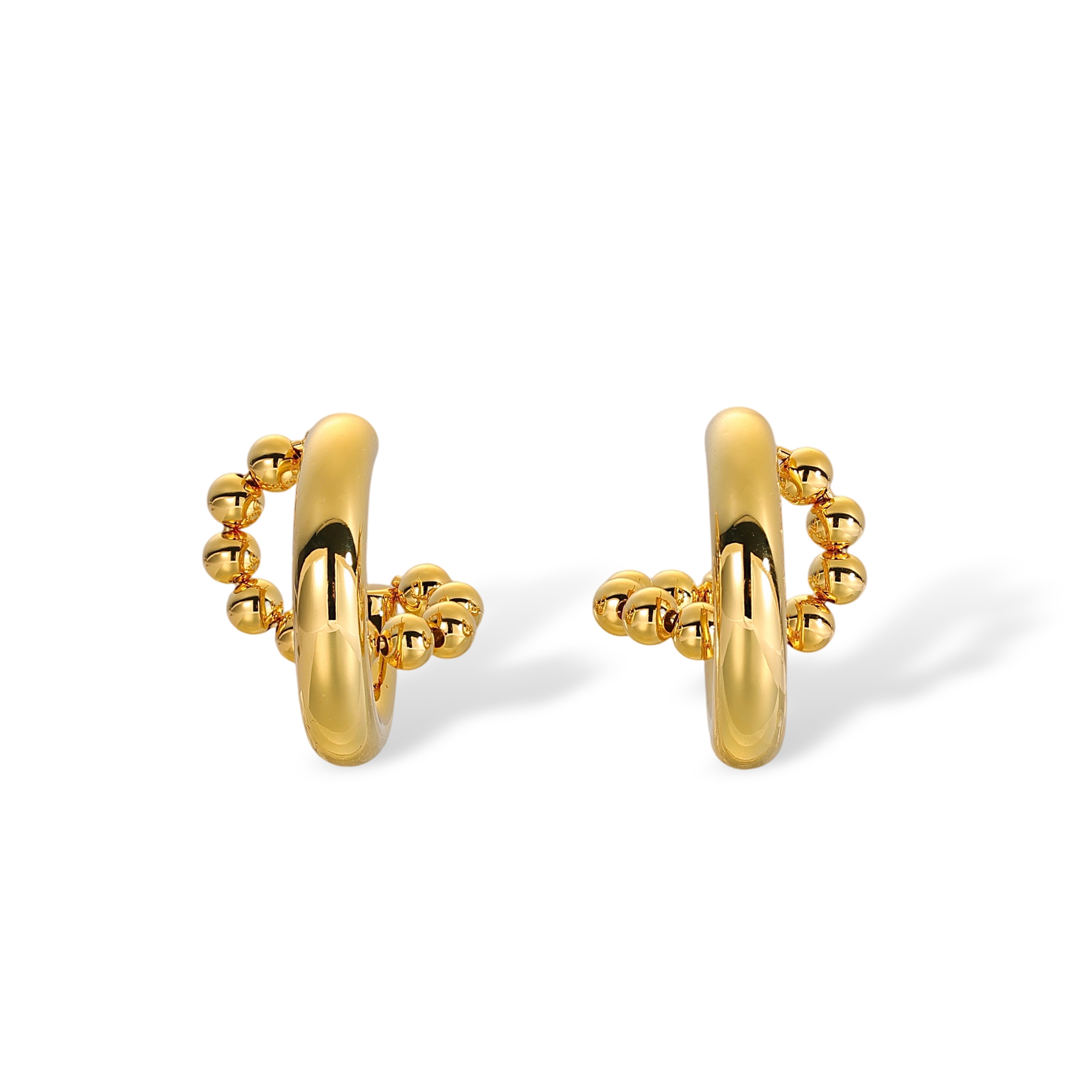Simeona 18K Gold Double-Track Beaded Earrings
