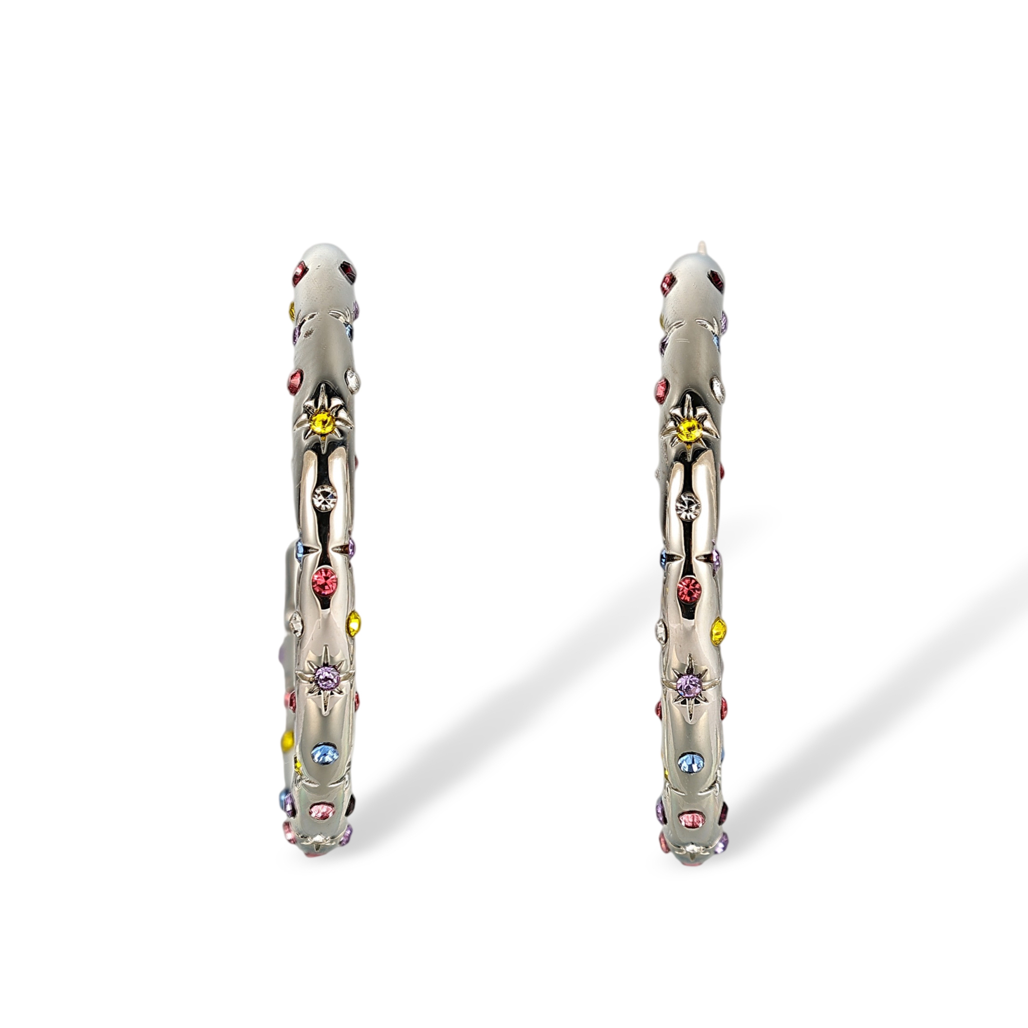 Clarida Multicolor Starburst Hoop Earrings   
