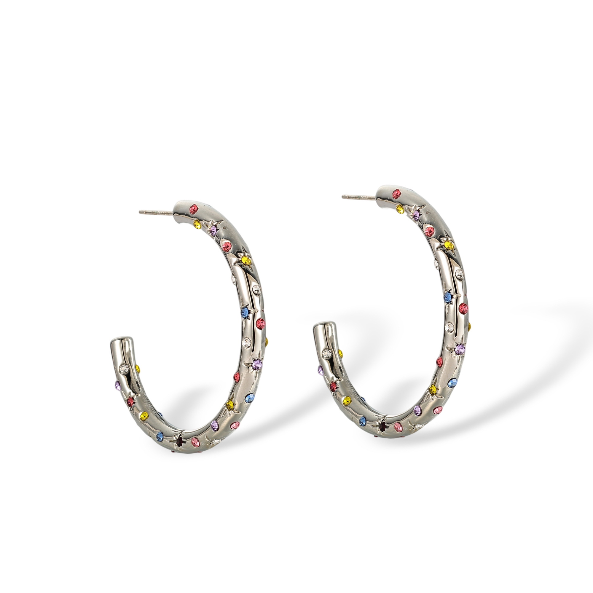 Clarida Multicolor Starburst Hoop Earrings   
