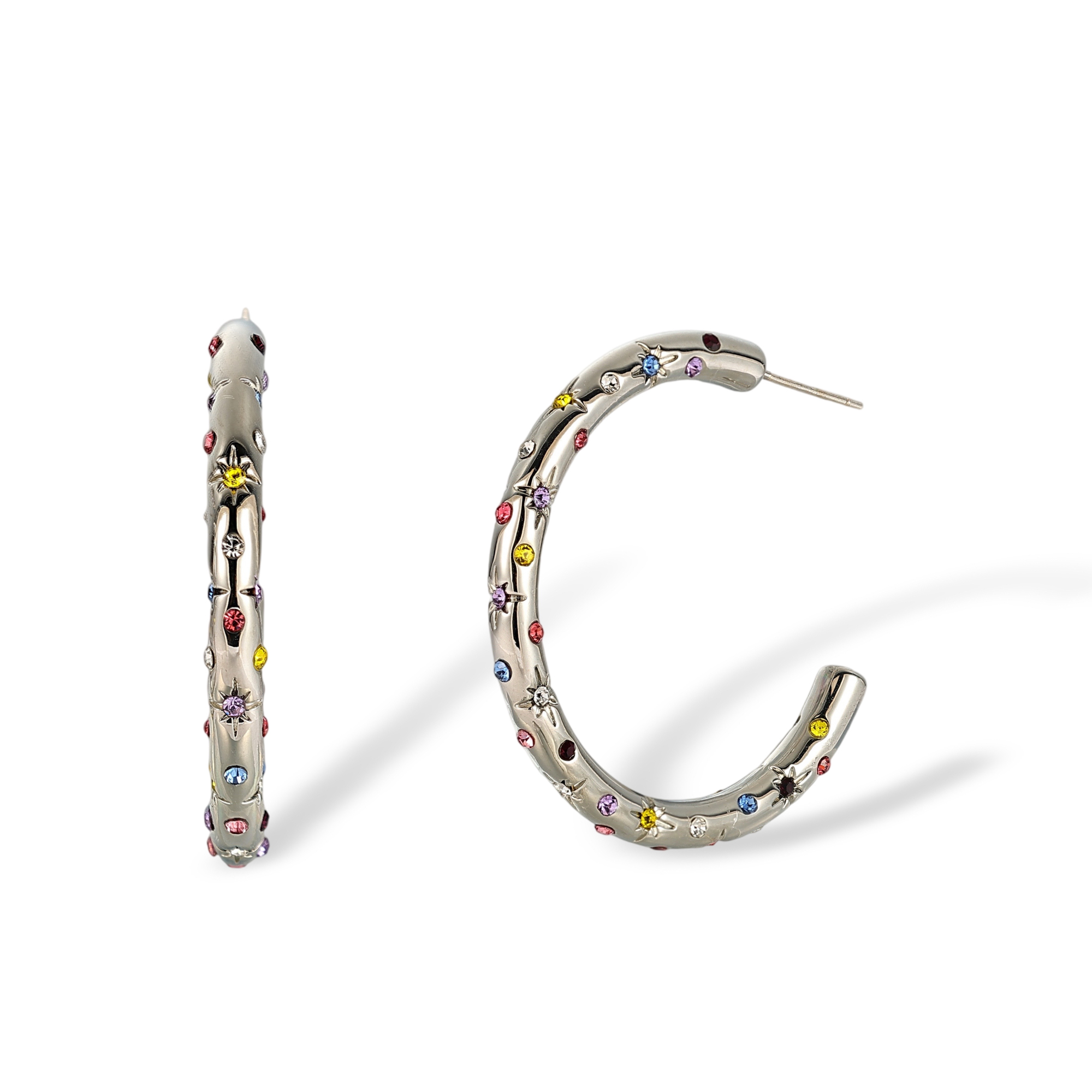 Clarida Multicolor Starburst Hoop Earrings   