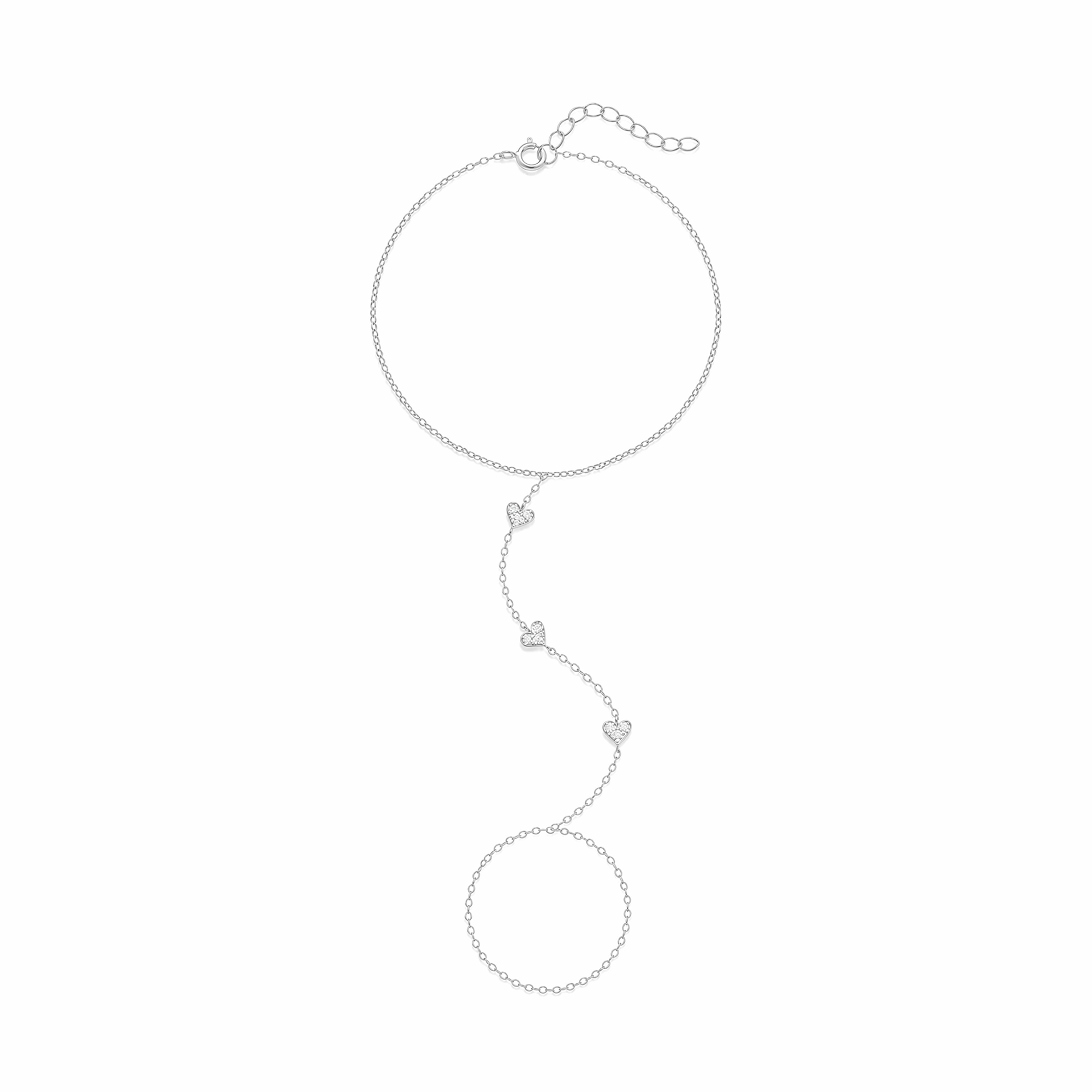 Stella 14K Gold Heart Linked Finger Bracelet