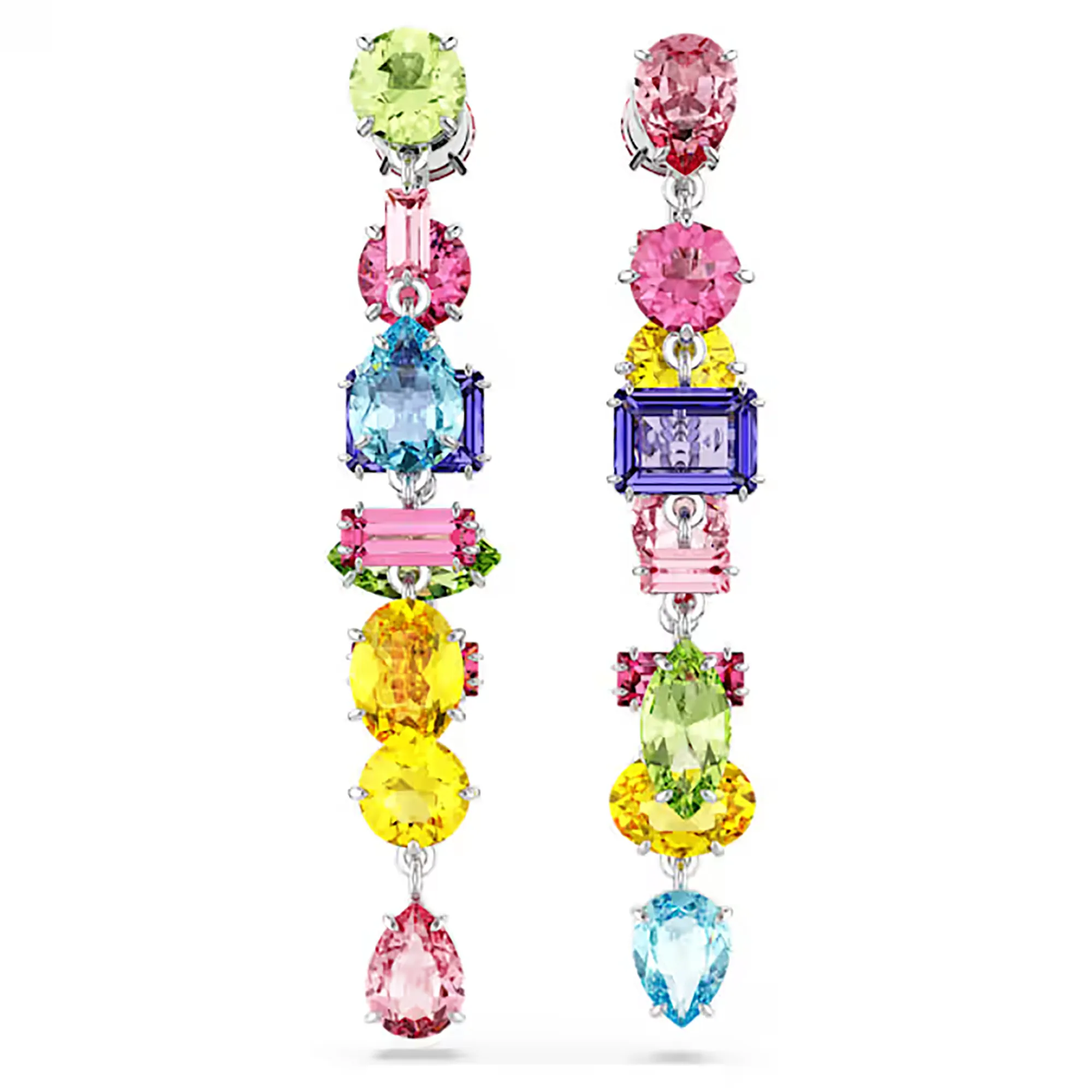 Teresia Asymmetric Rainbow Long Drop Earrings