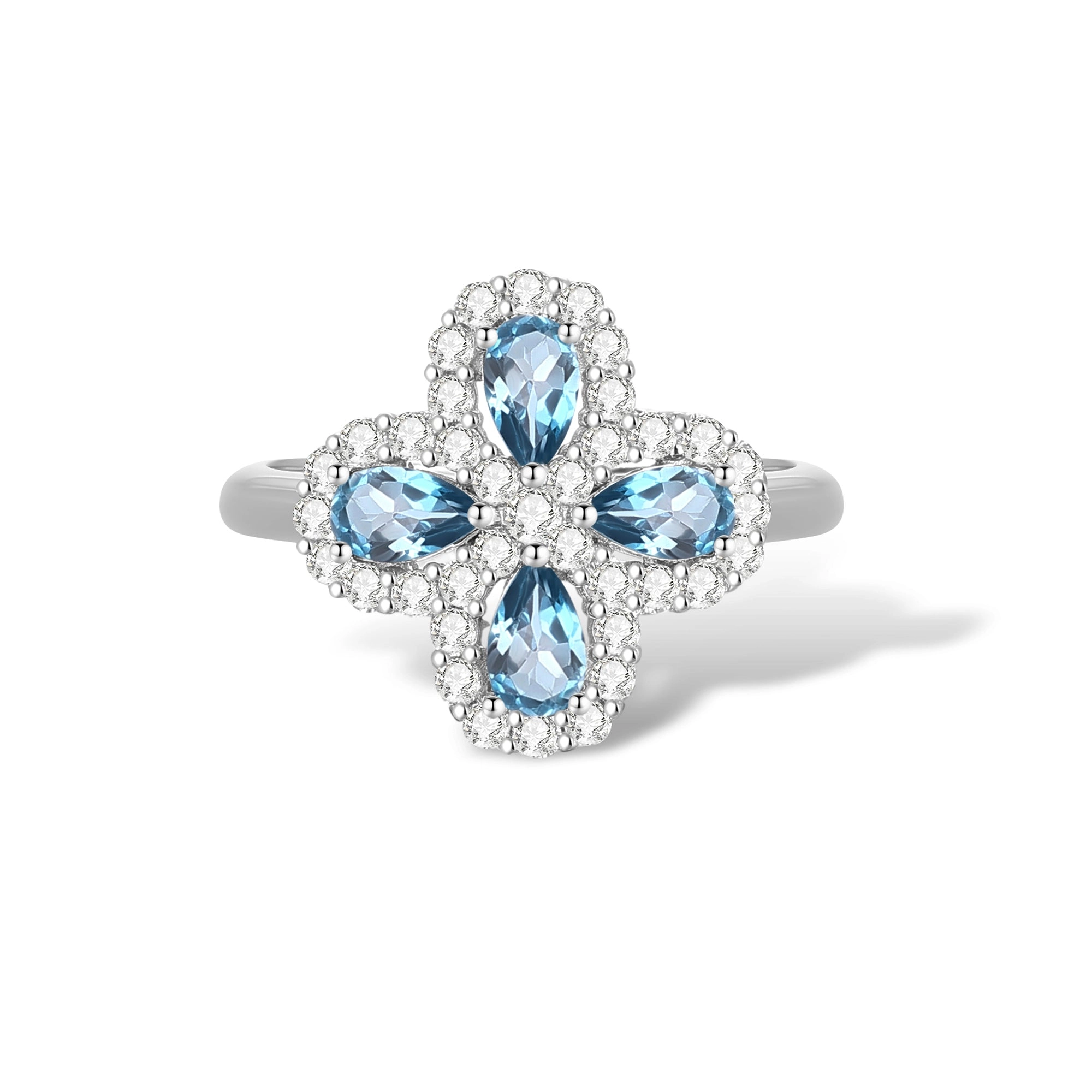 Trèfle Blue Topaz Open Ring